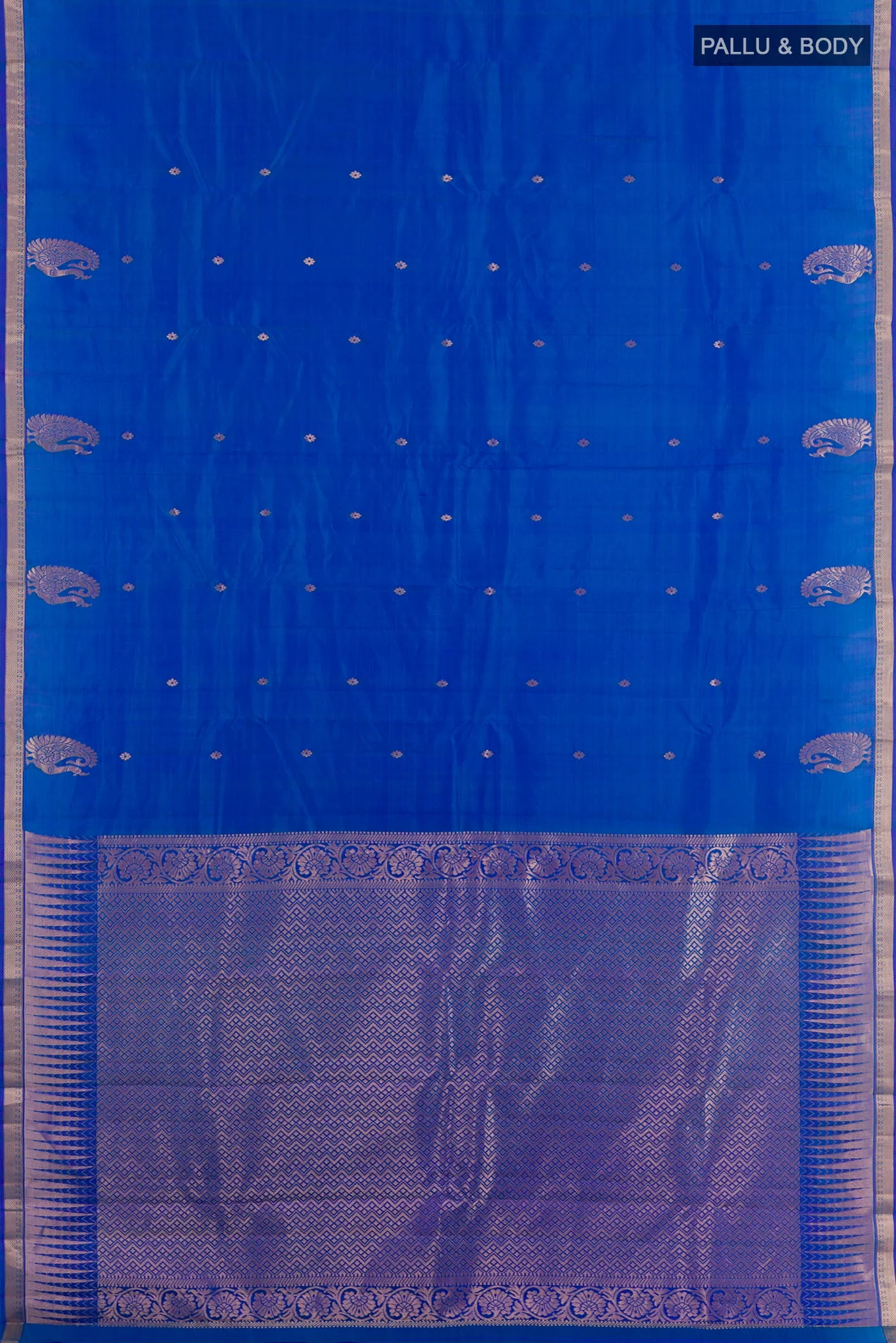 Royal Blue Kanchipuram Silk Saree - Image 3