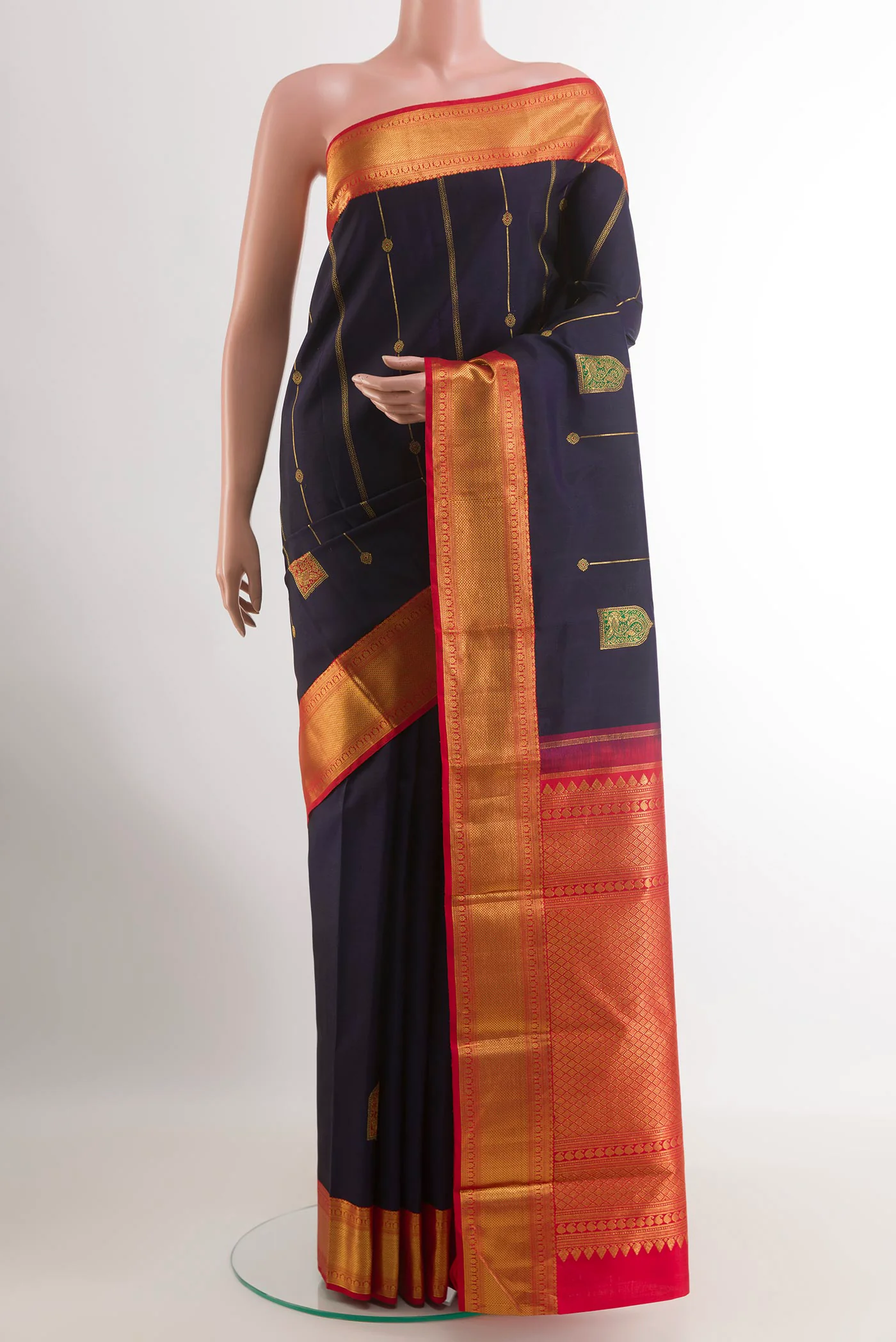 Navy Blue Kanchipuram Silk Saree