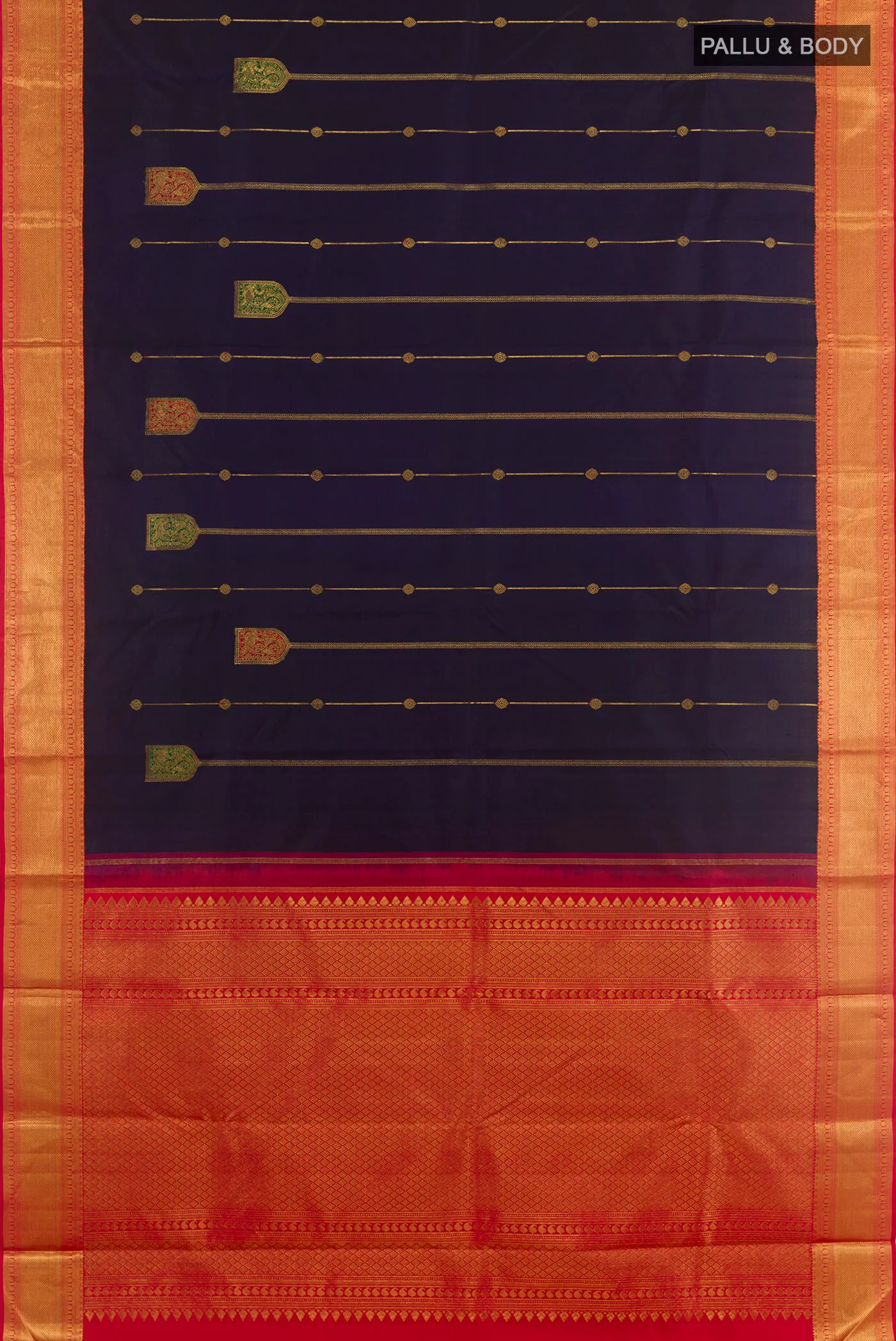 Navy Blue Kanchipuram Silk Saree - Image 5