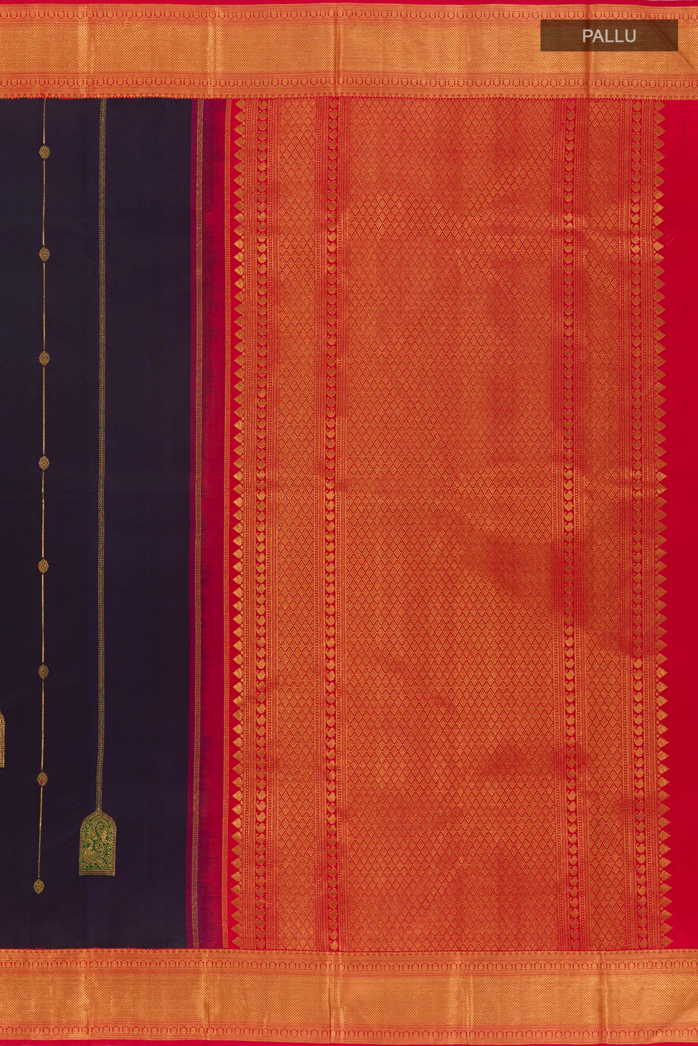 Navy Blue Kanchipuram Silk Saree - Image 6