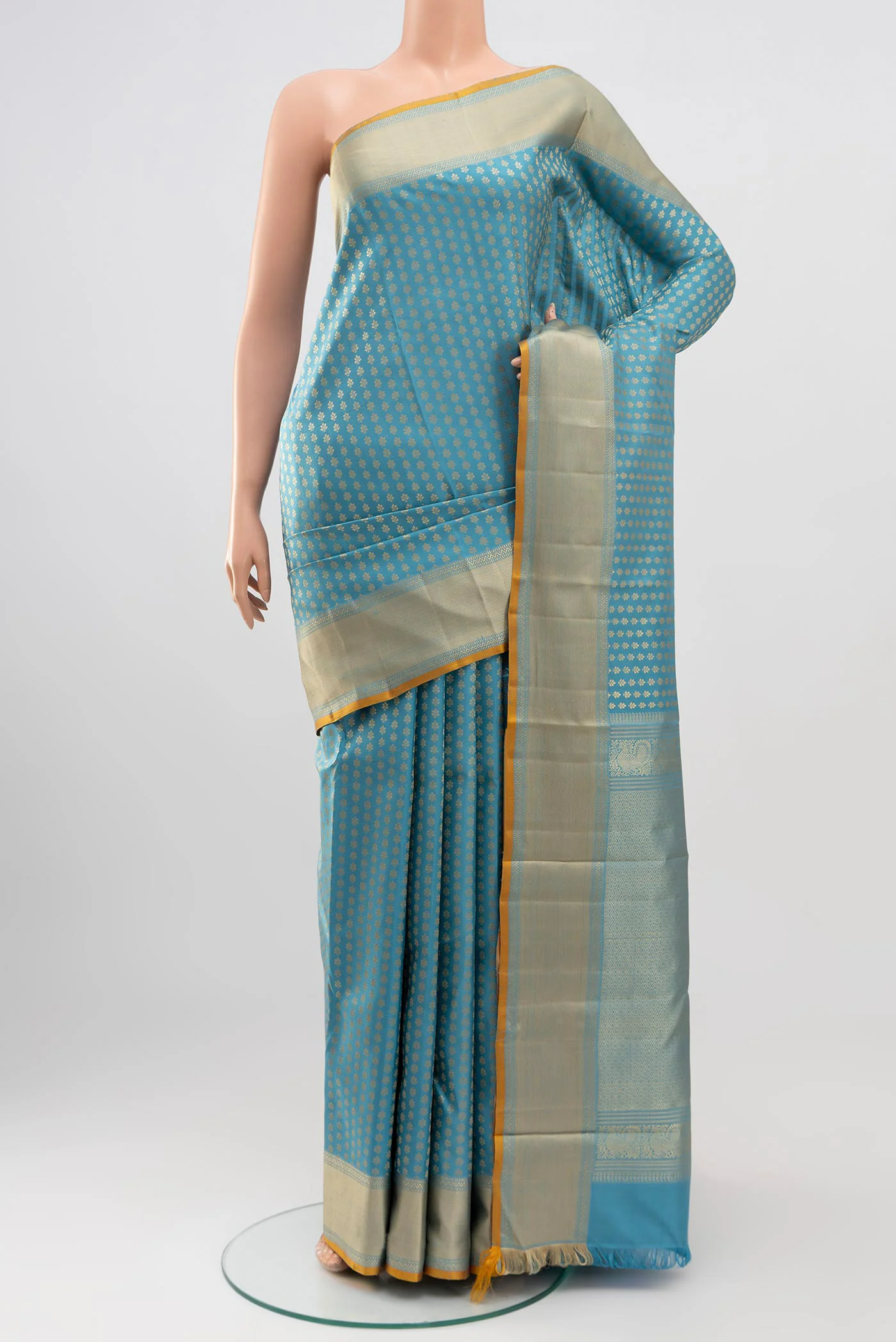 Sky Blue Kanchipuram Silk Saree
