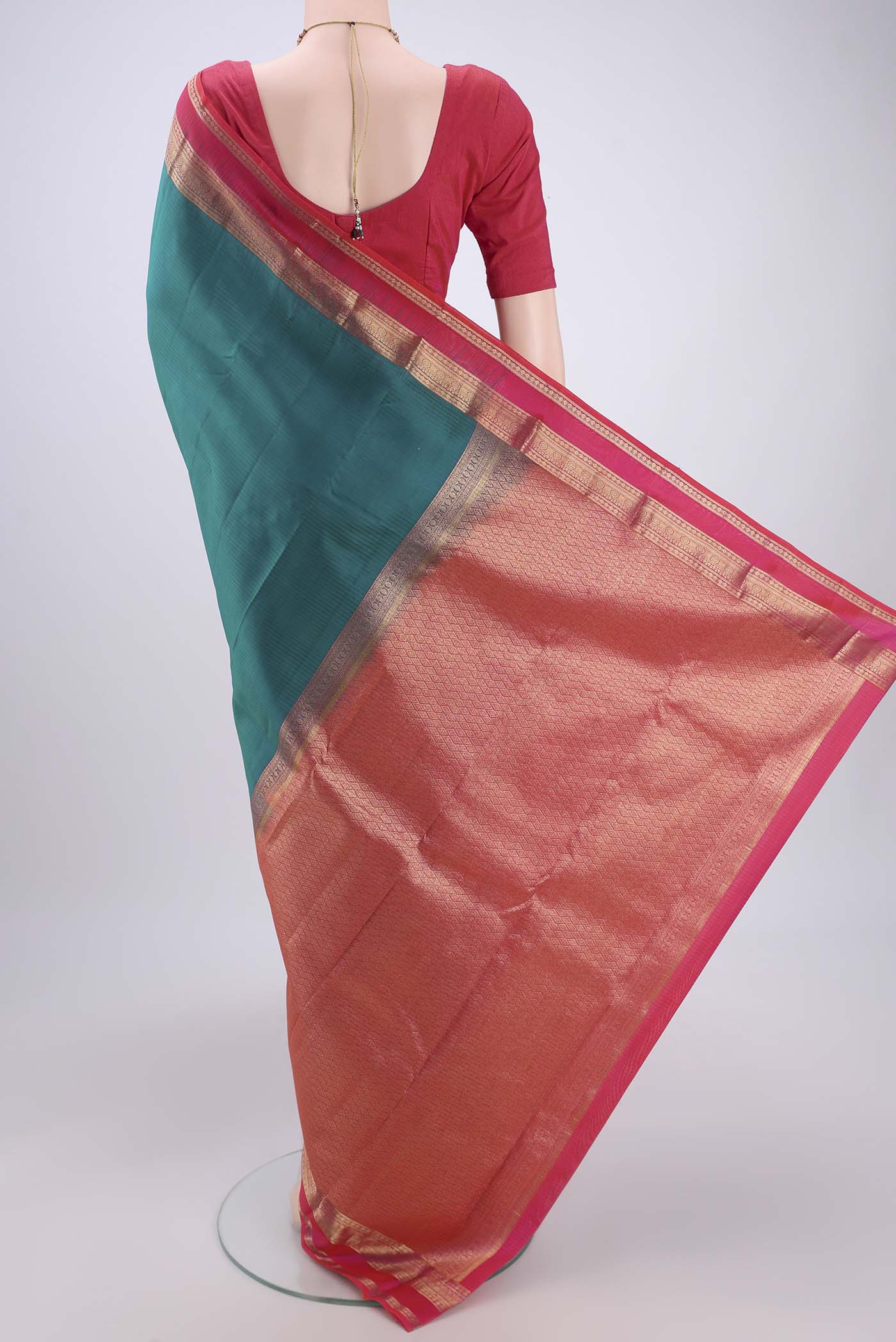 Blue Kanchipuram Silk Saree - Image 3