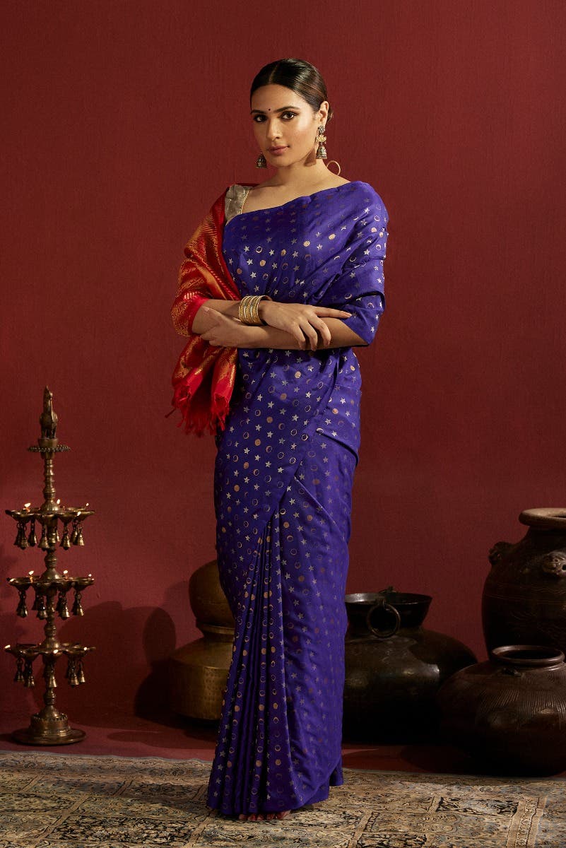 Dakshinayana-Blue Kanchipuram Silk Saree - Image 7