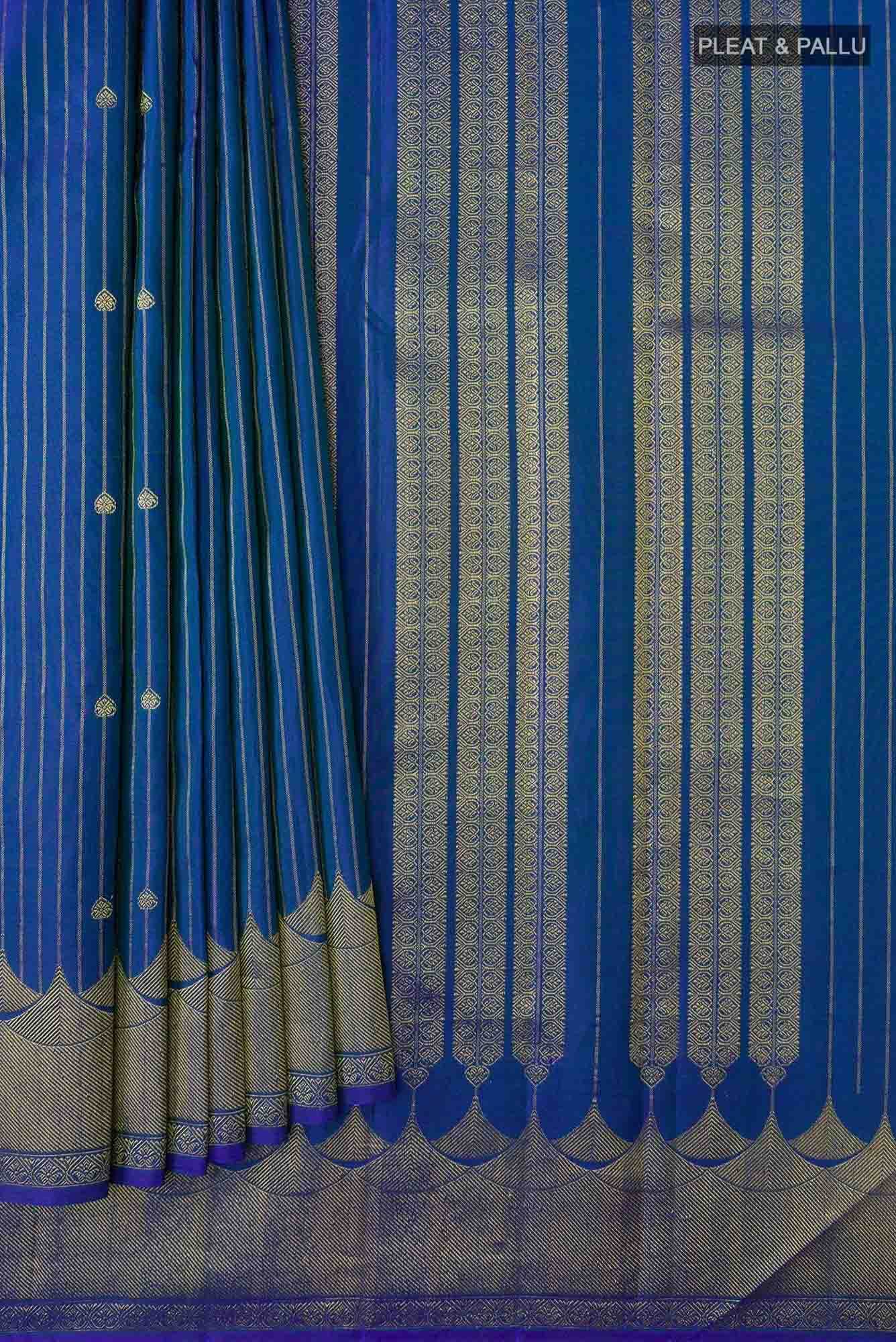 Blue Kanchipuram Silk Saree - Image 2