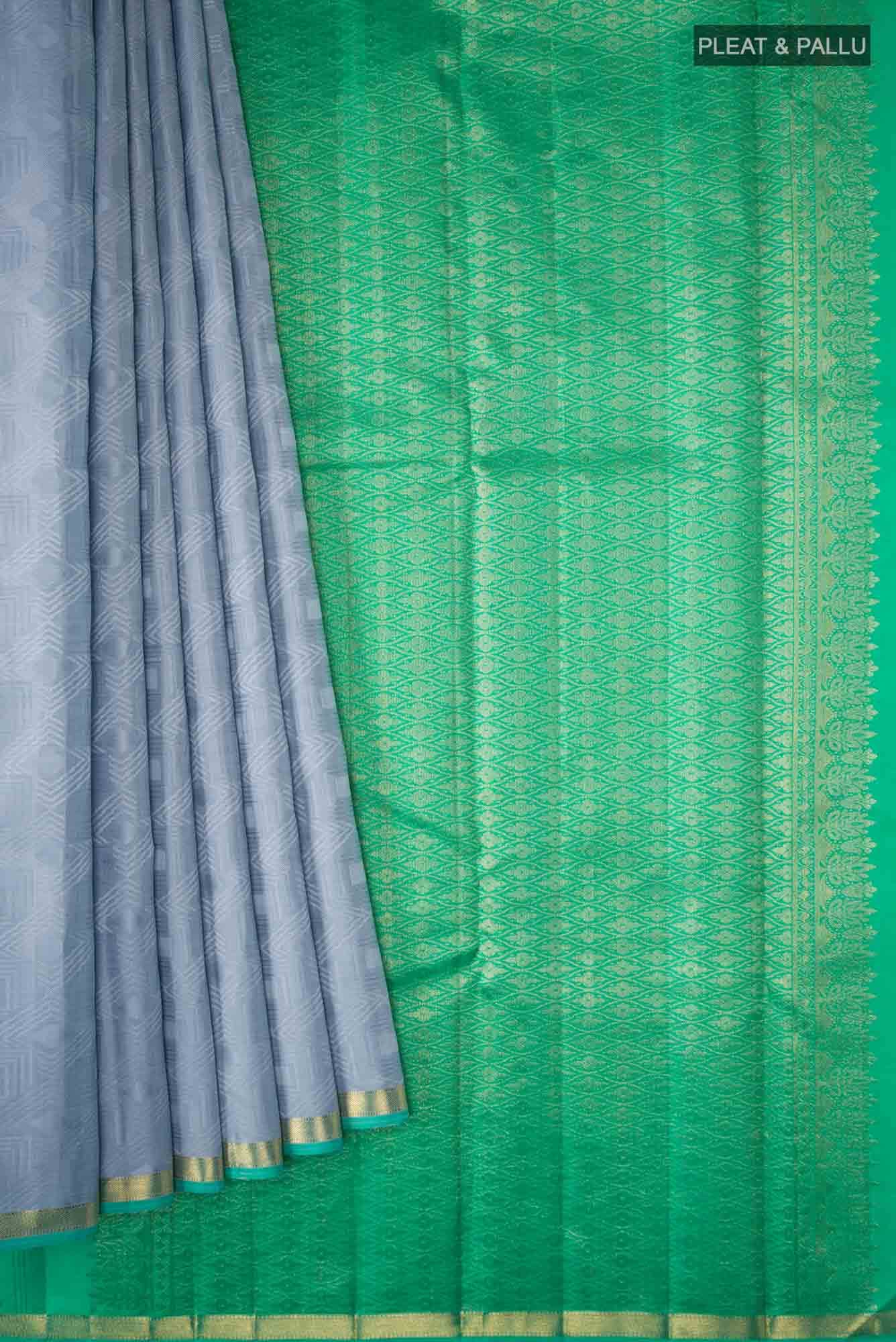 Blue Kanchipuram Silk Saree - Image 2