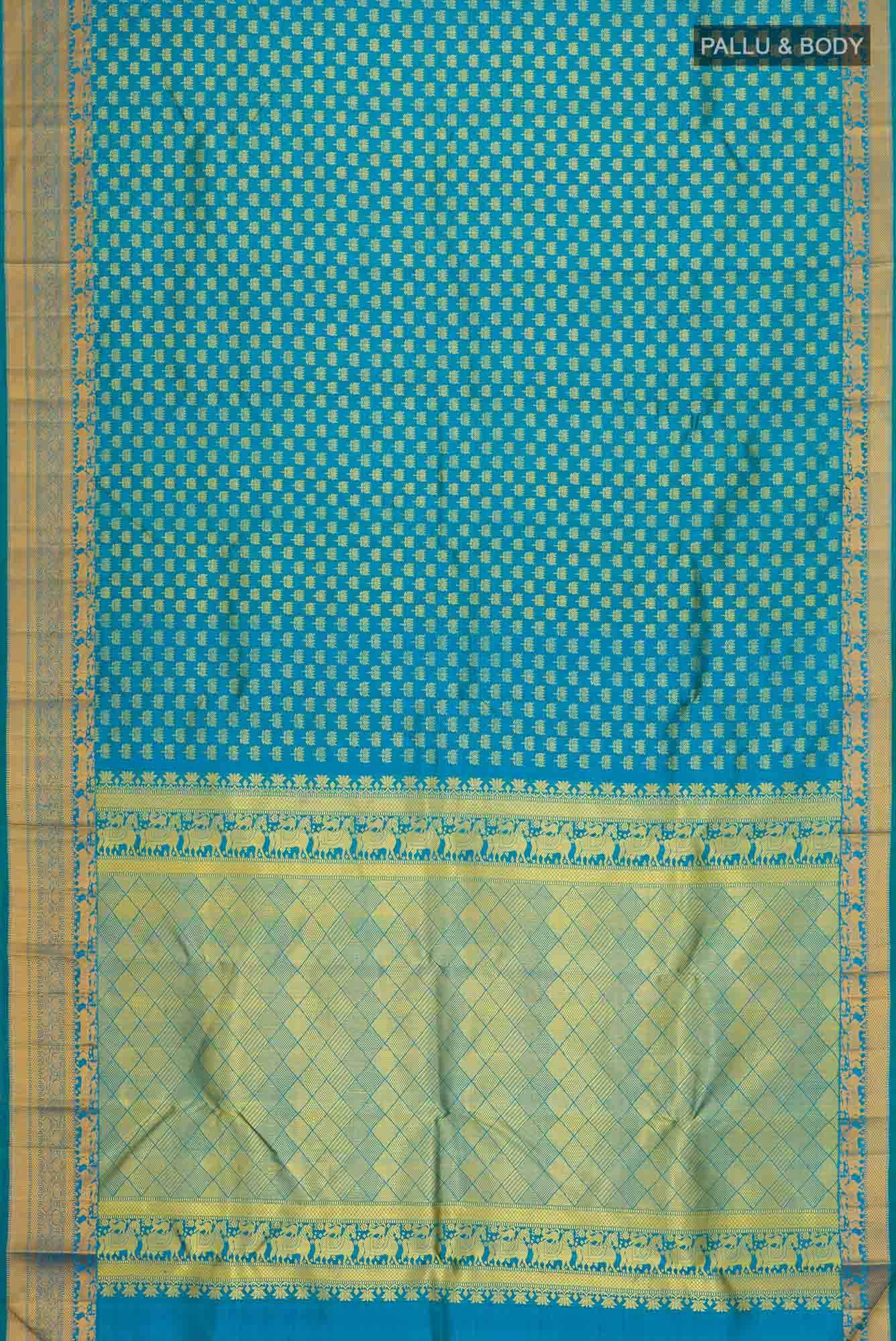 Blue Kanjivaram Silk Saree - Image 4