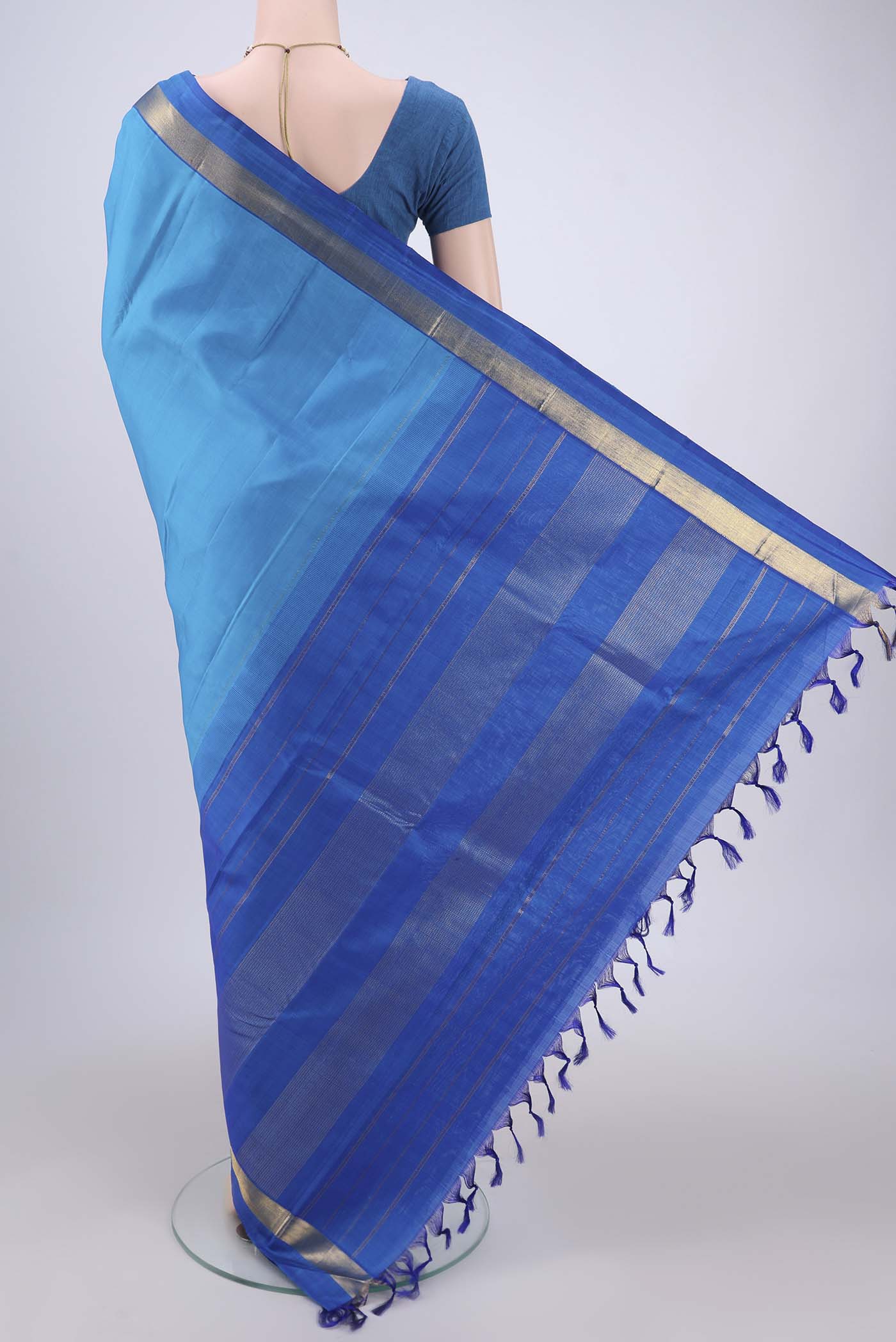 Blue Kanjivaram Silk Saree - Image 3
