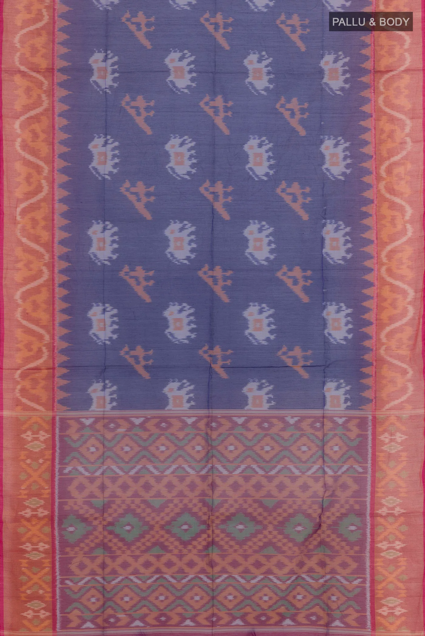 Blue Silk Cotton Saree - Image 3