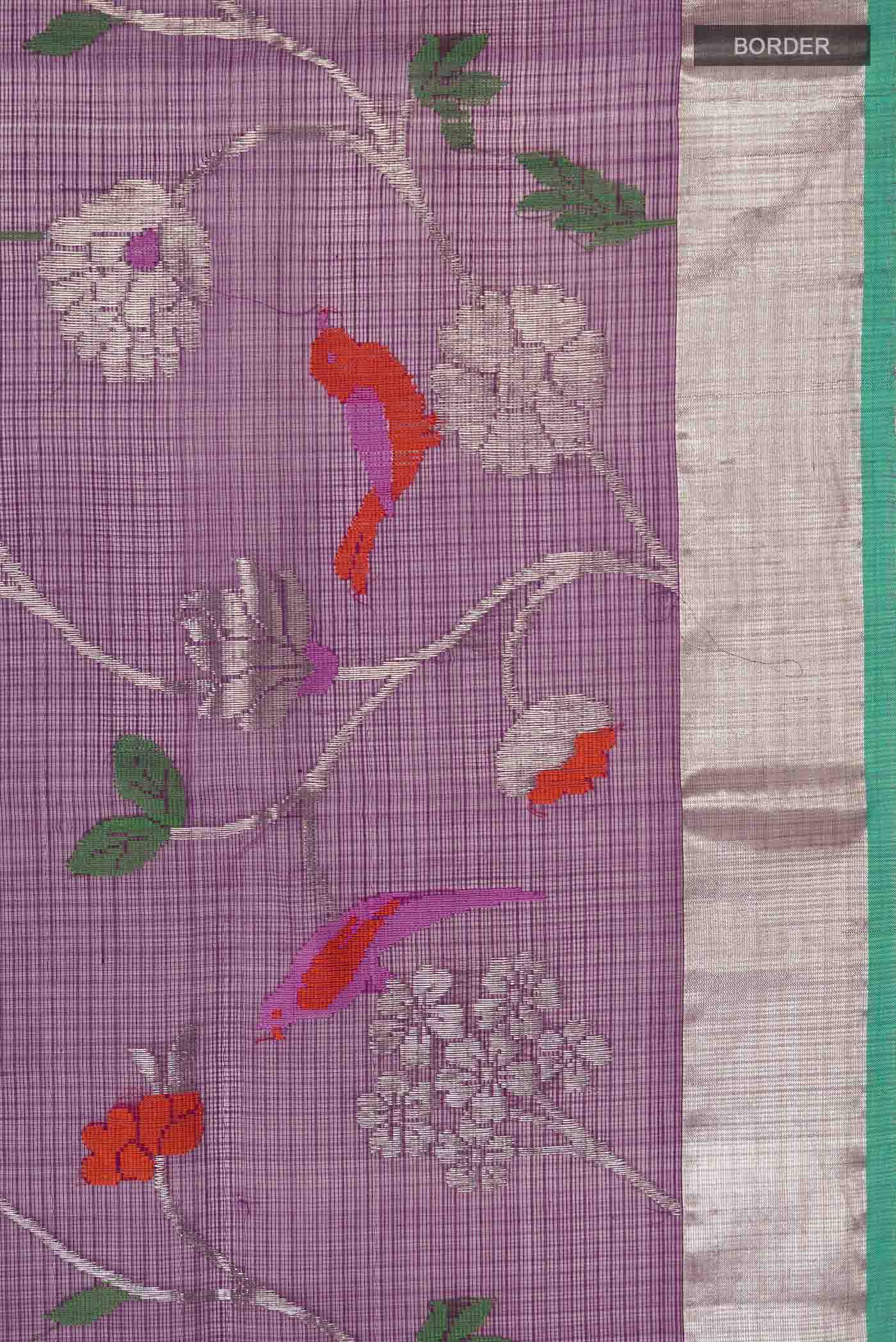 Pure Silk Pure Zari Violet Kota Saree - Image 3