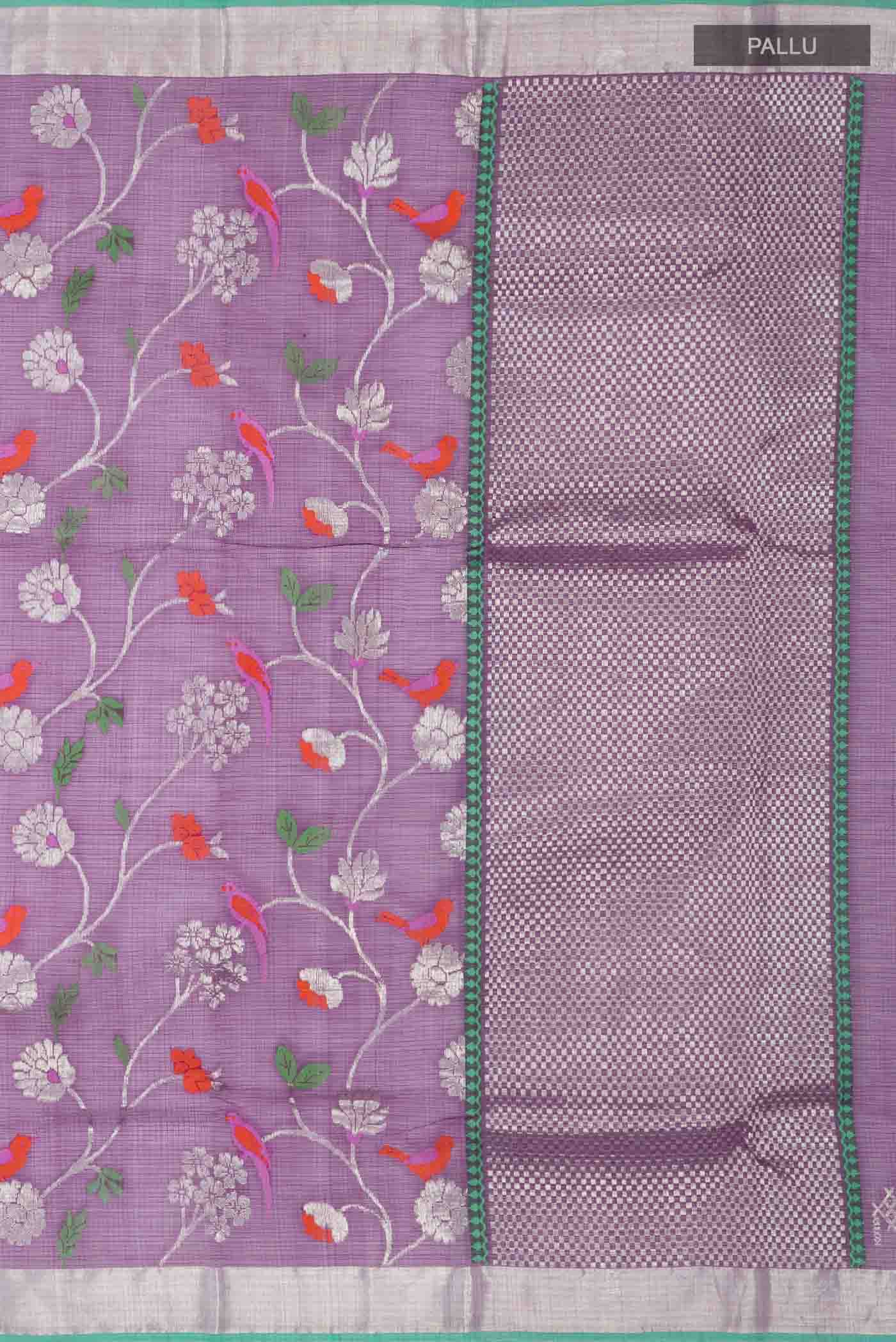 Pure Silk Pure Zari Violet Kota Saree - Image 7