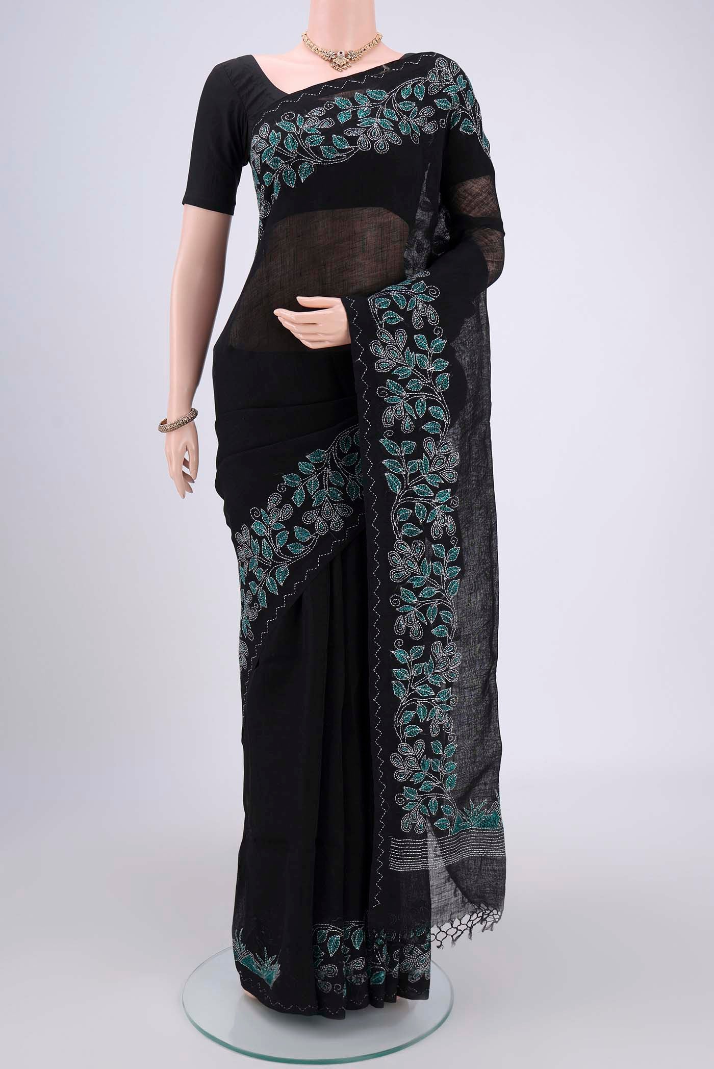 Black Linen Saree