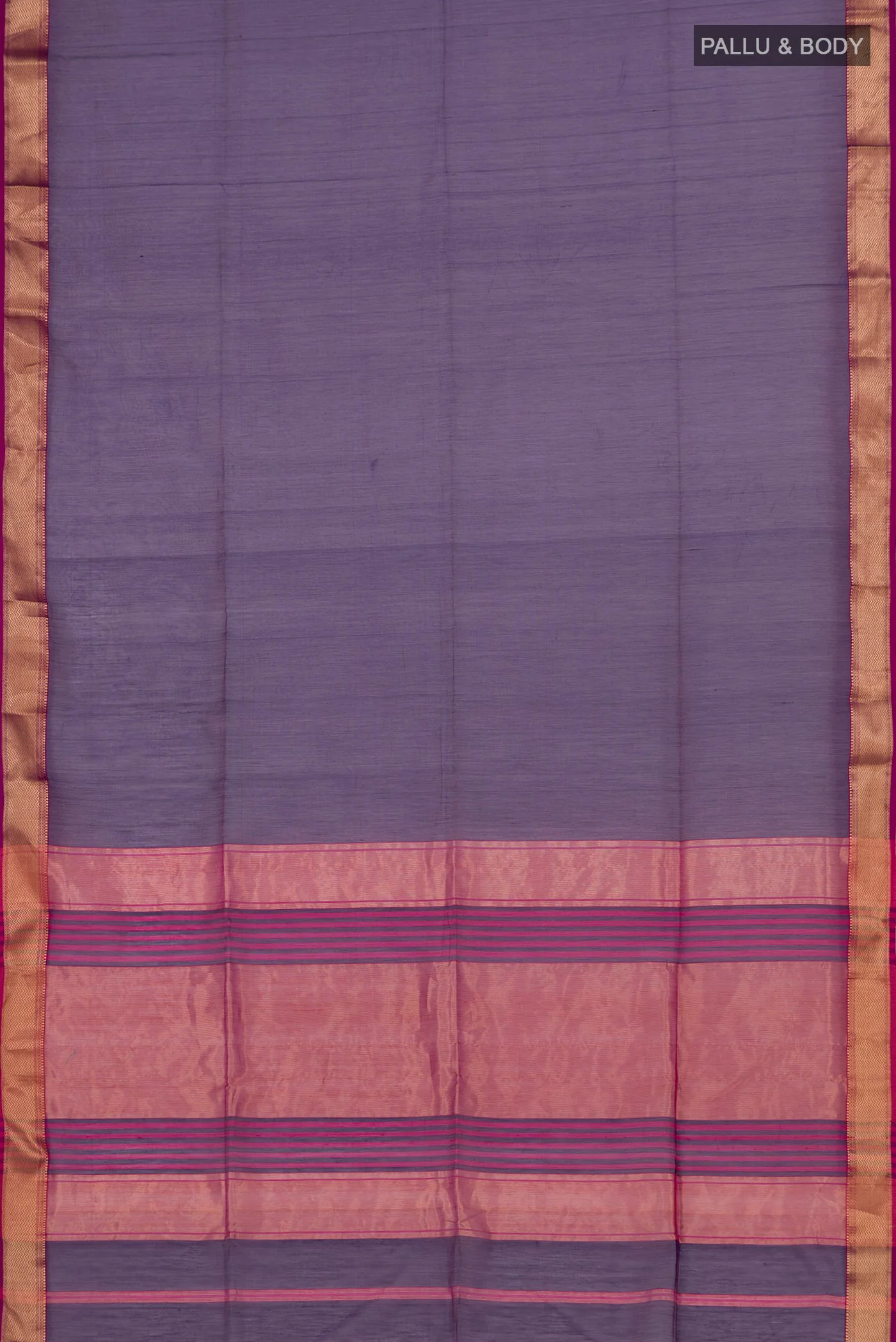 Navy Blue Maheshwari Silk Cotton Saree - Image 4