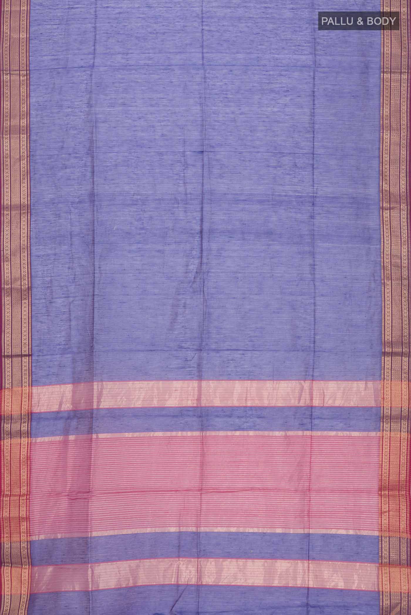 Blue Maheshwari Silk Cotton Saree - Image 3