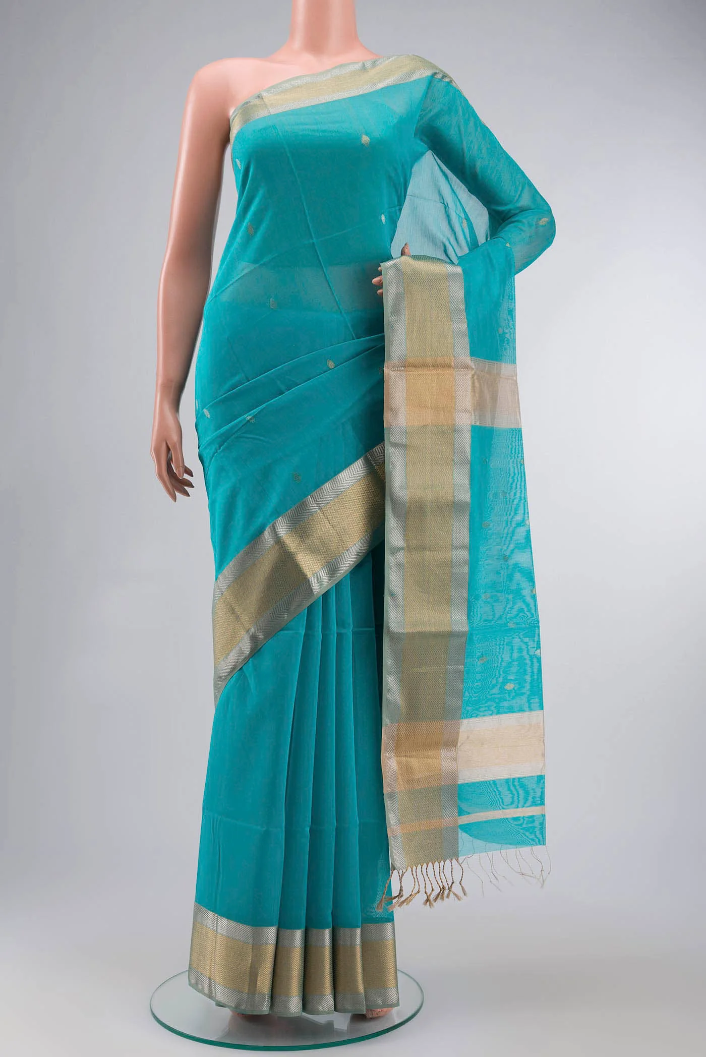 Blue Maheshwari Silk Cotton Saree