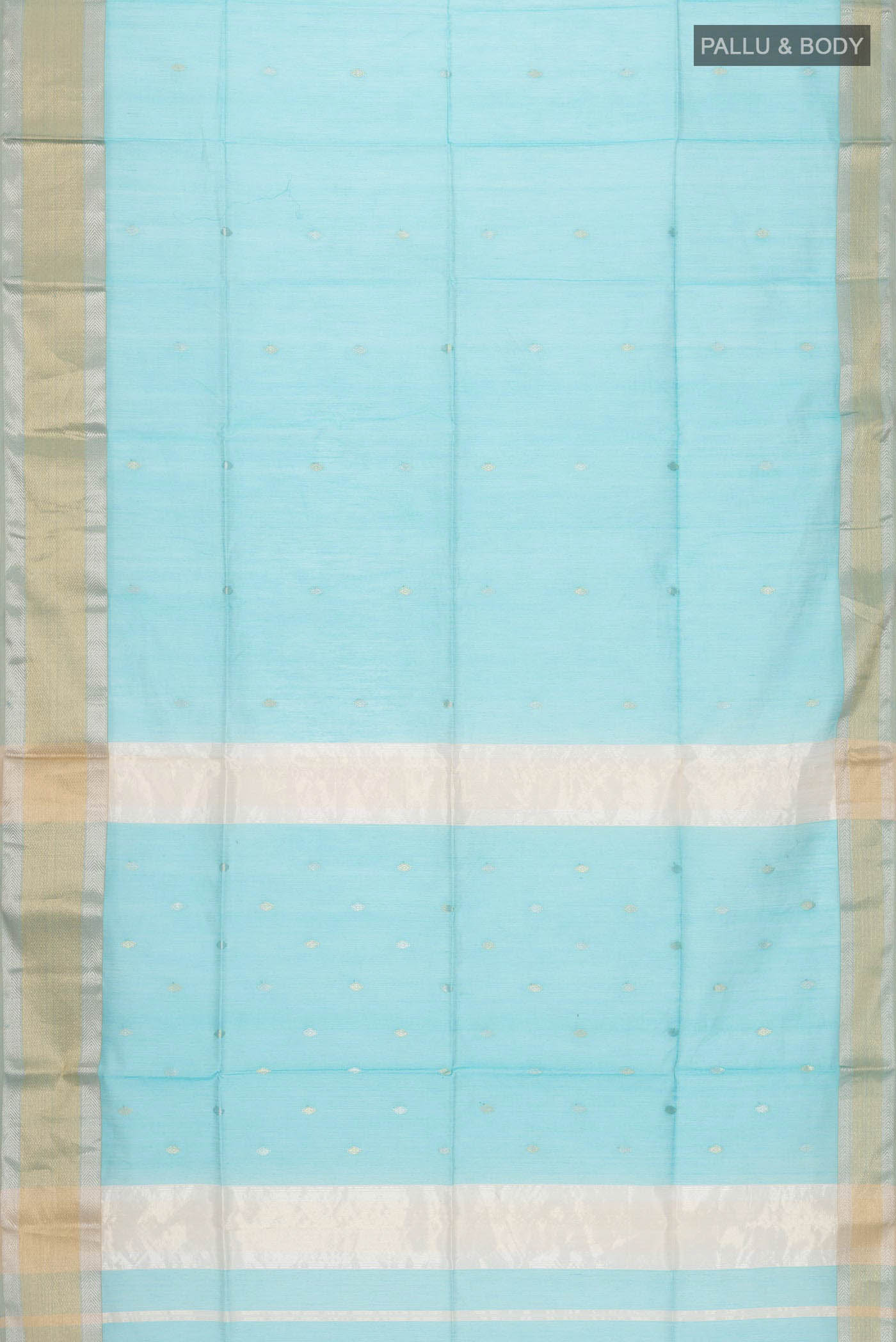 Blue Maheshwari Silk Cotton Saree - Image 3