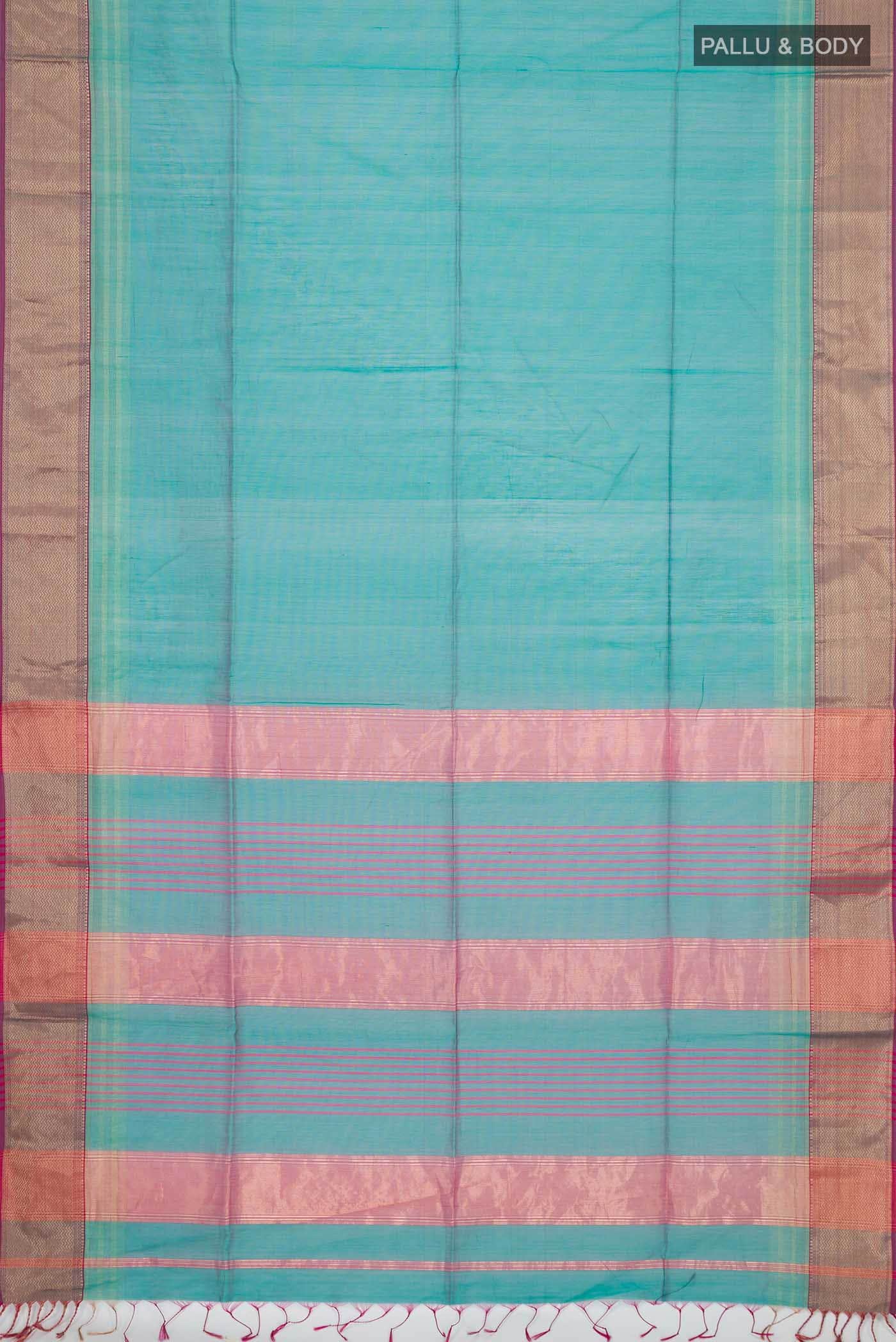 Blue Maheshwari Silk Cotton Saree - Image 2