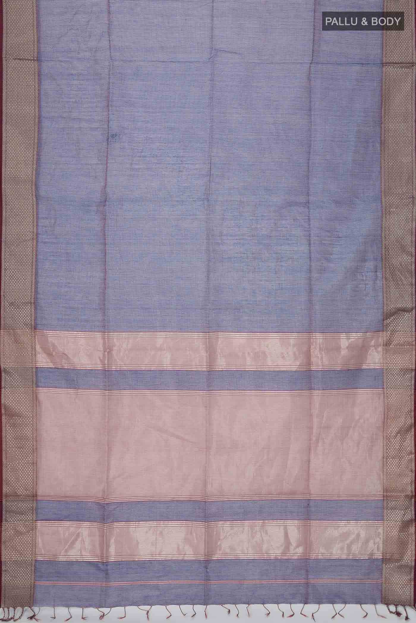 Blue Maheshwari Silk Cotton Saree - Image 2