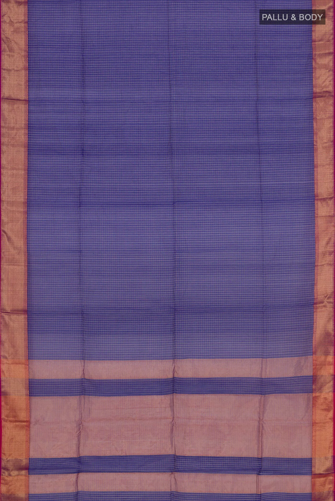Royal Blue Maheshwari Silk Cotton Saree - Image 5