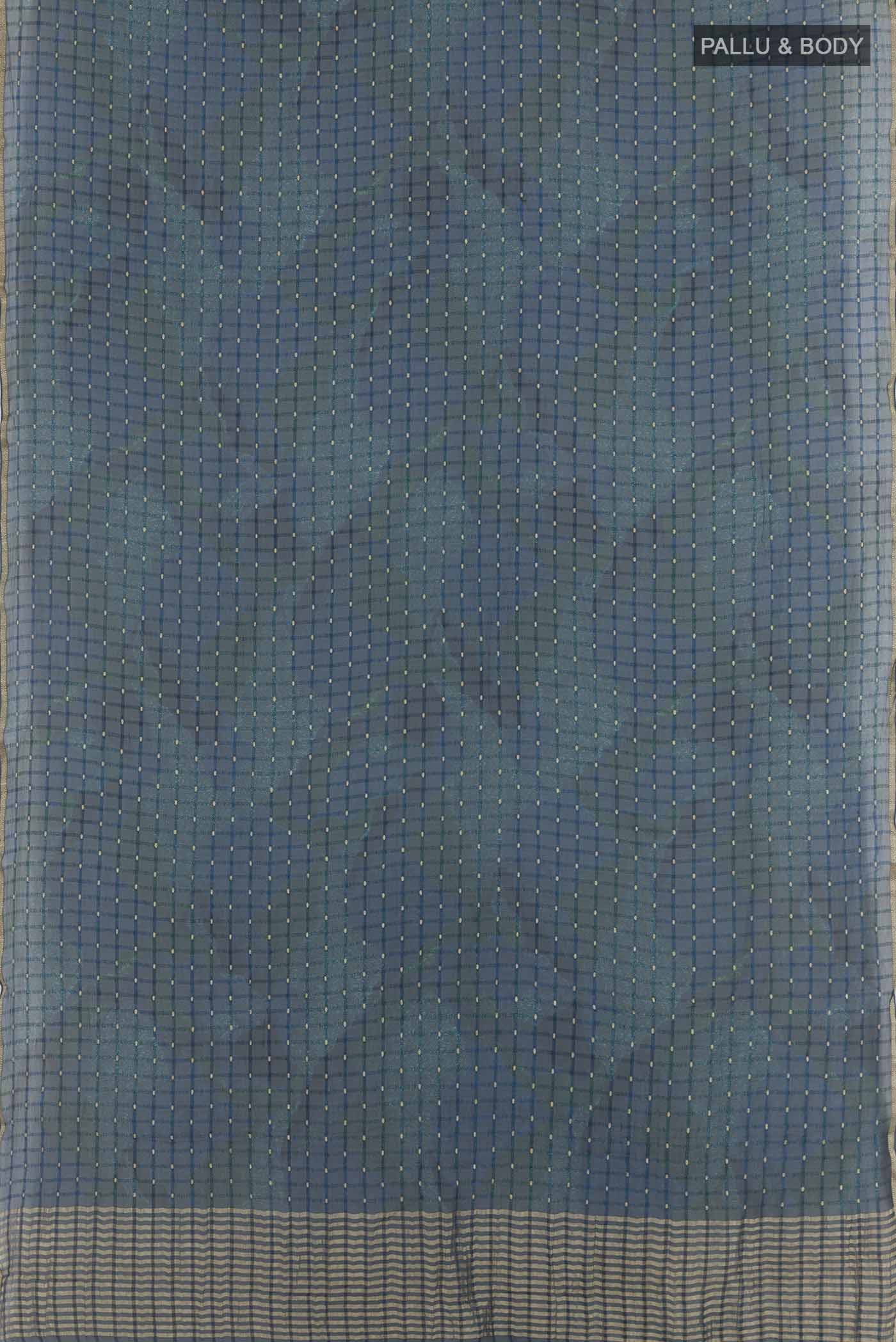 Blue Mysore Chiffon Saree - Image 3
