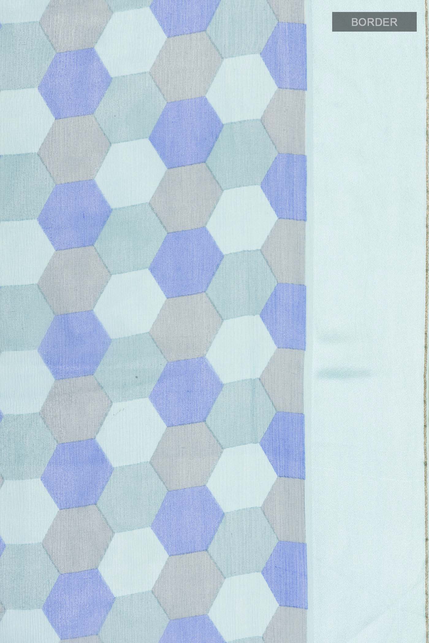Blue Mysore Chiffon Saree - Image 3