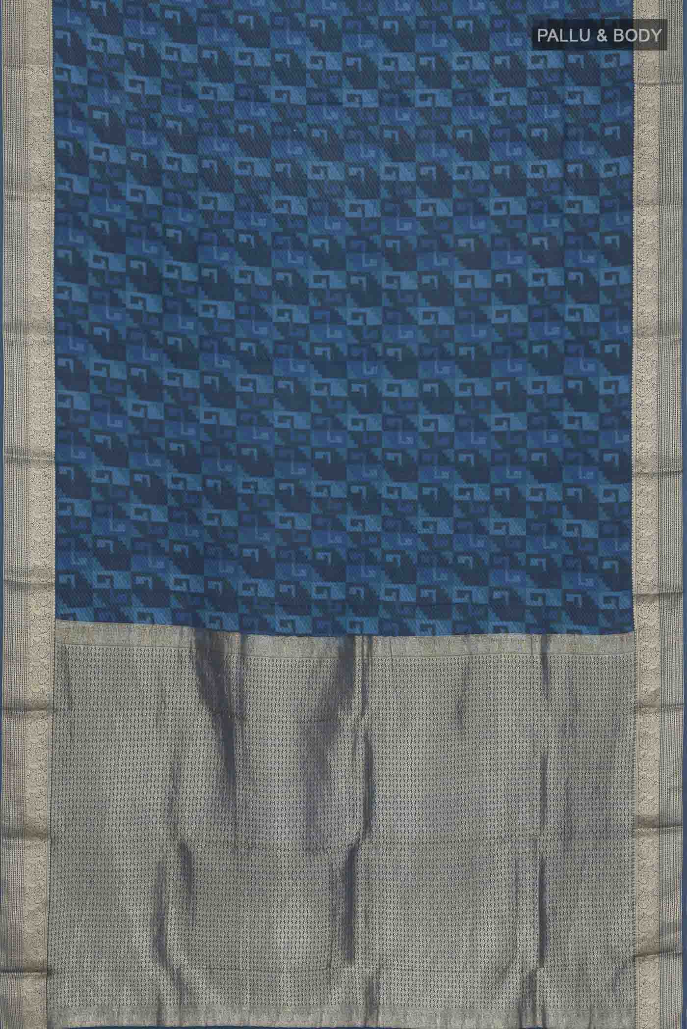 Blue Mysore Crepe Saree - Image 6