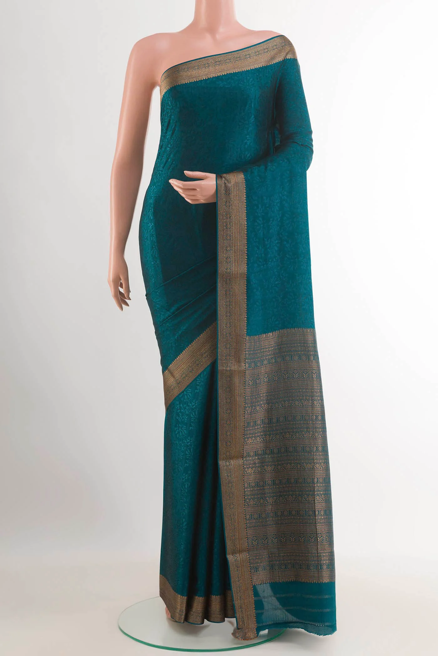 Blue Mysore Crepe Saree
