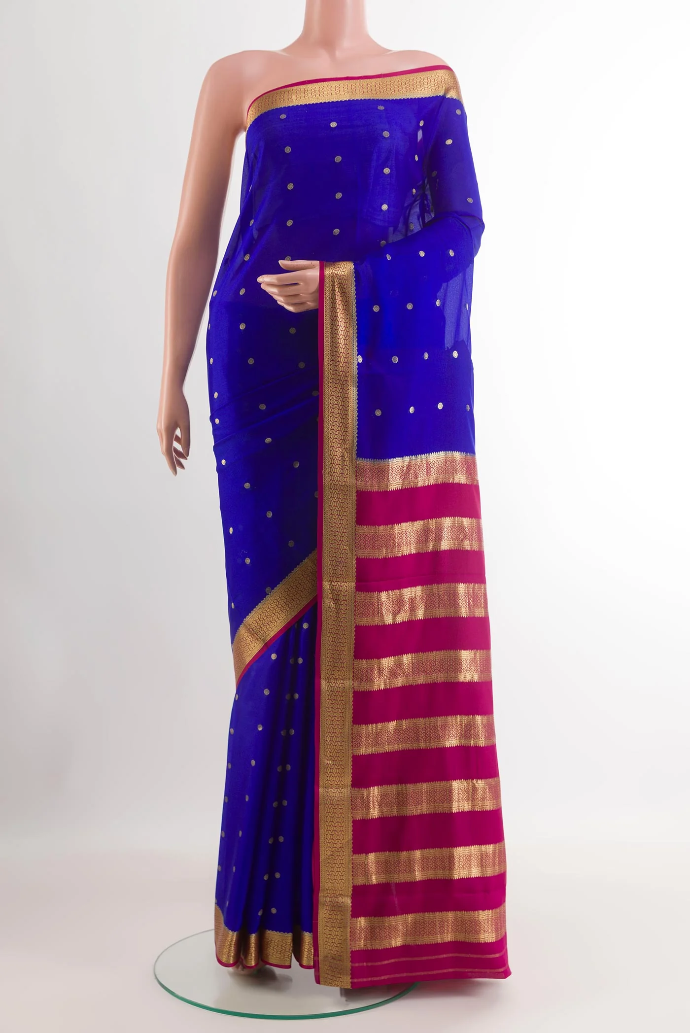 Royal Blue Mysore Crepe Saree