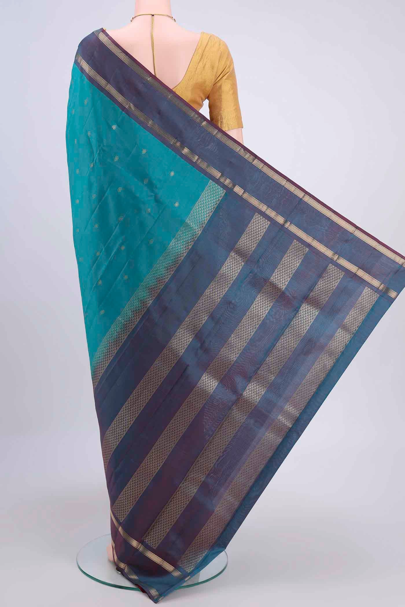 Blue Kanjivaram Silk Saree - Image 3