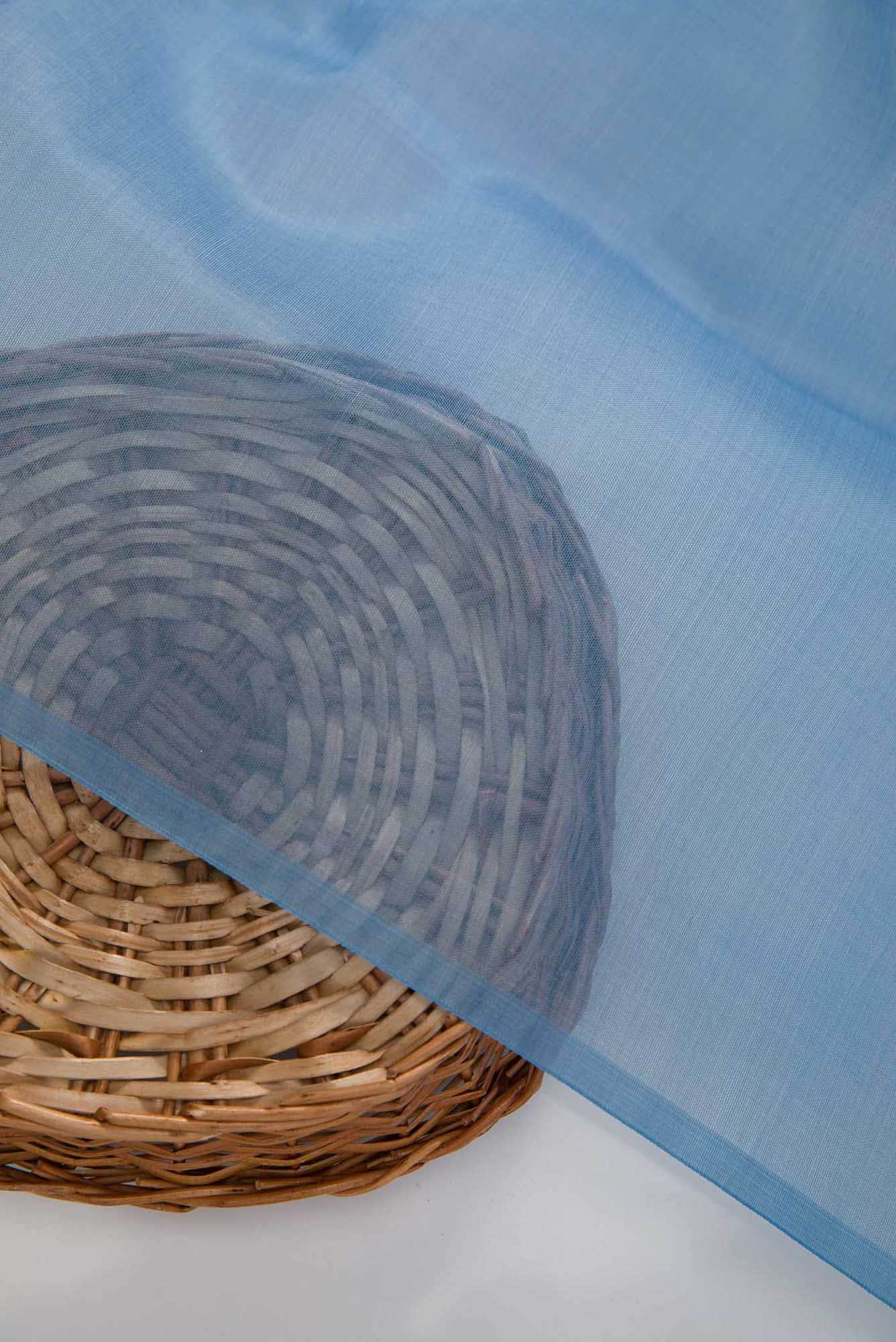 Blue Organza Silk Dress Material - Image 3