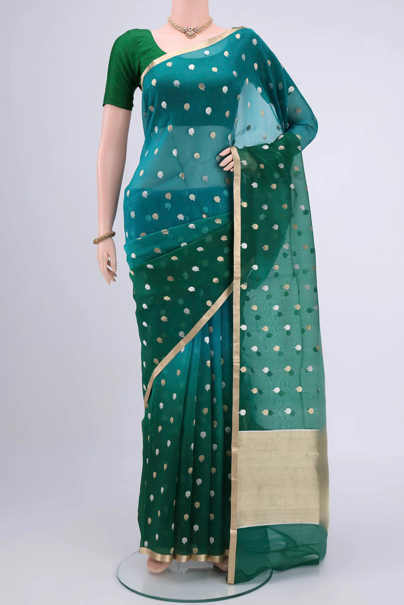 Multi Color Banarasi Kora Silk Saree