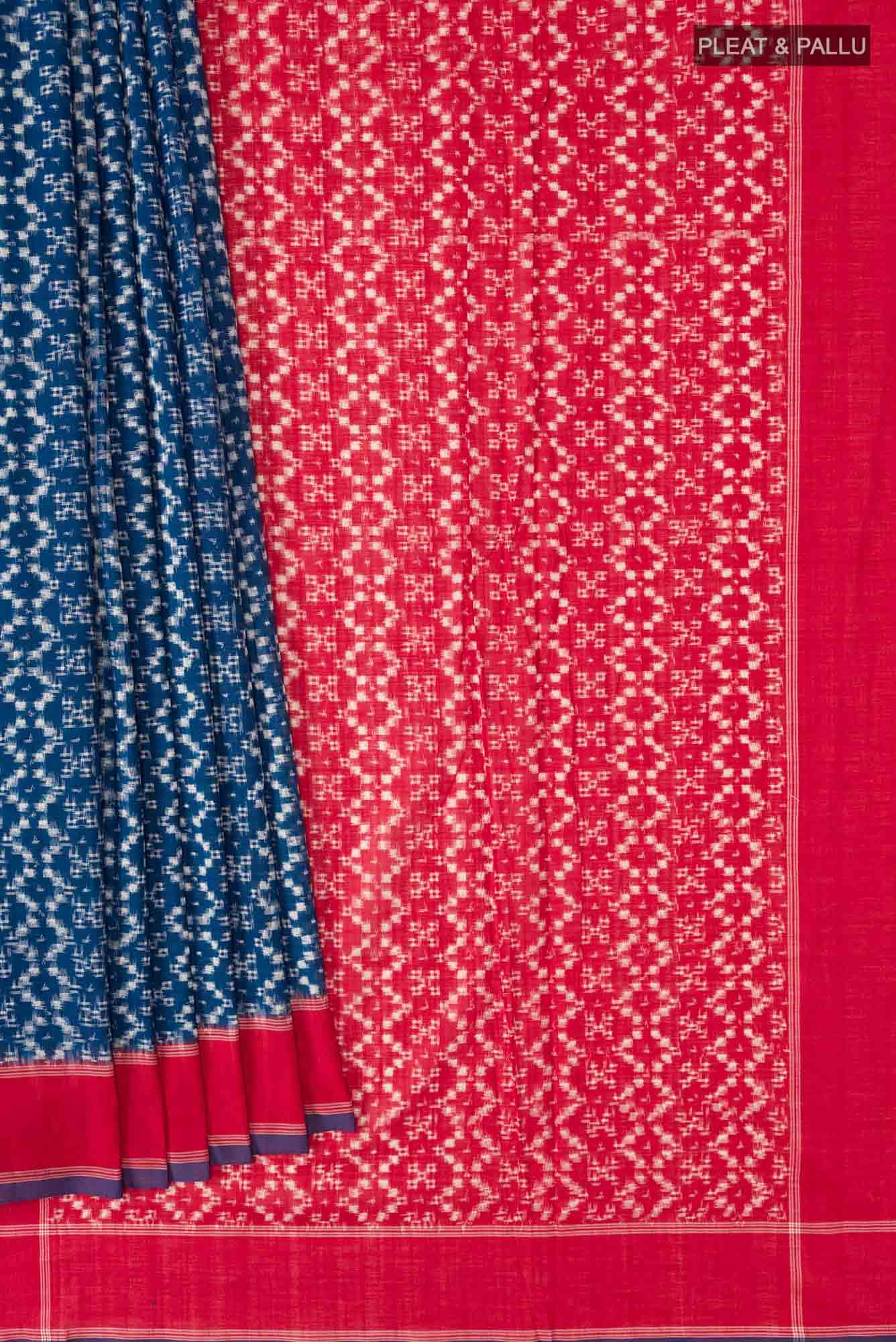 Blue Orissa Cotton Saree - Image 2