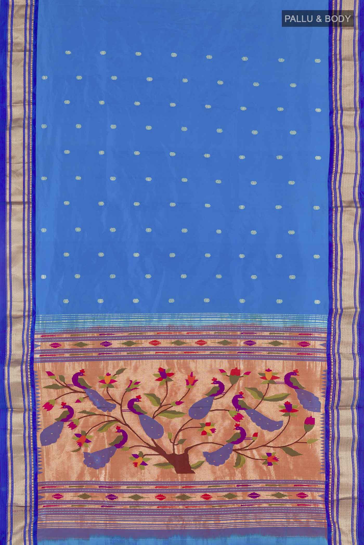 Blue Paithani Silk Saree - Image 6