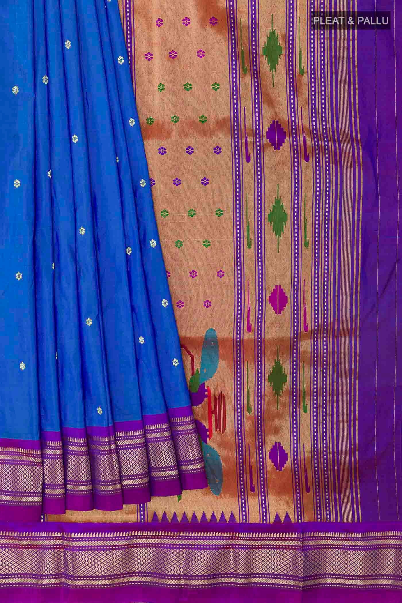 Blue Paithani Silk Saree - Image 4