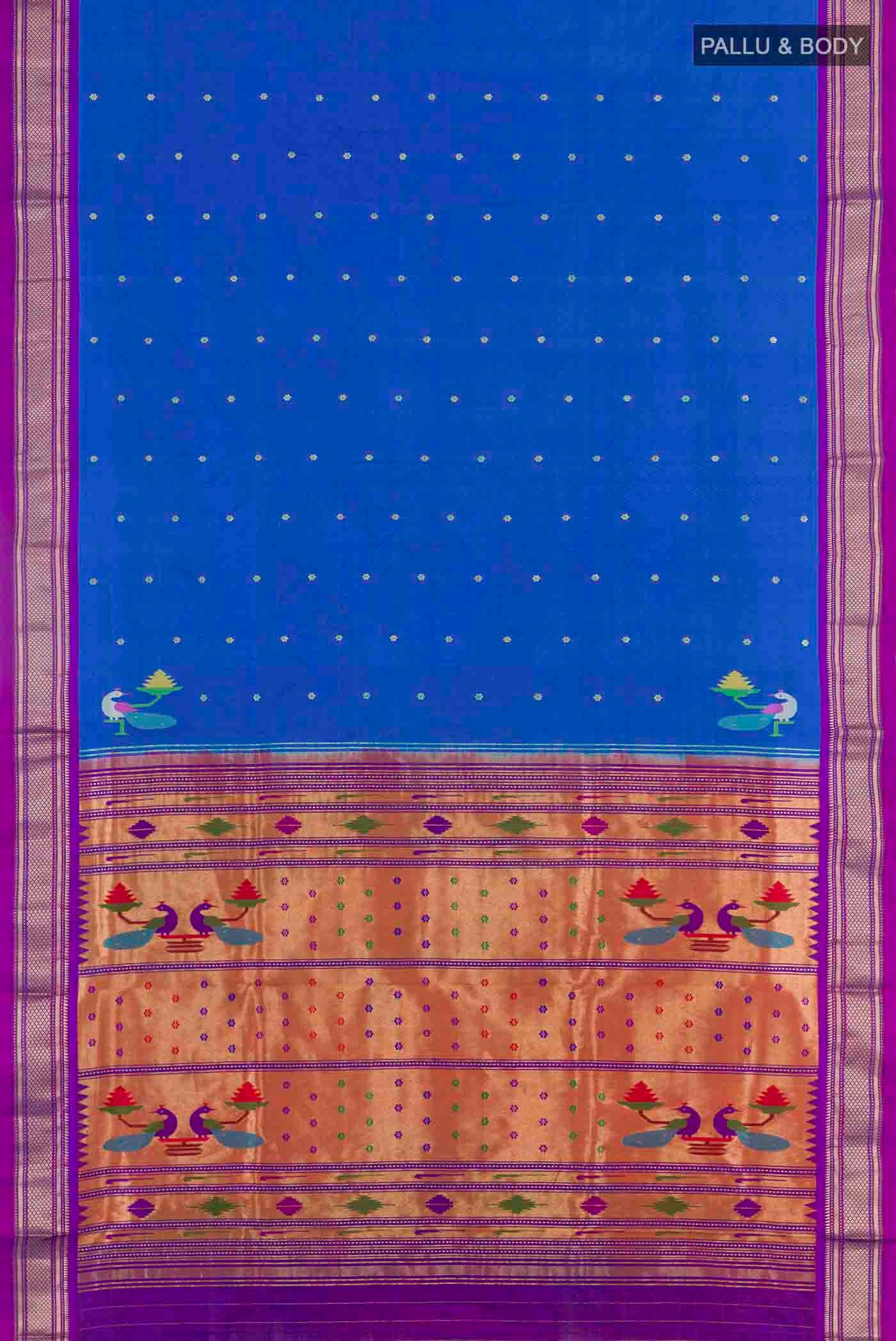 Blue Paithani Silk Saree - Image 6