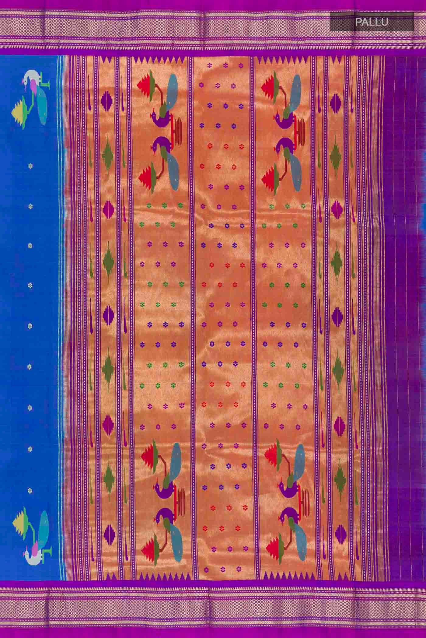 Blue Paithani Silk Saree - Image 7