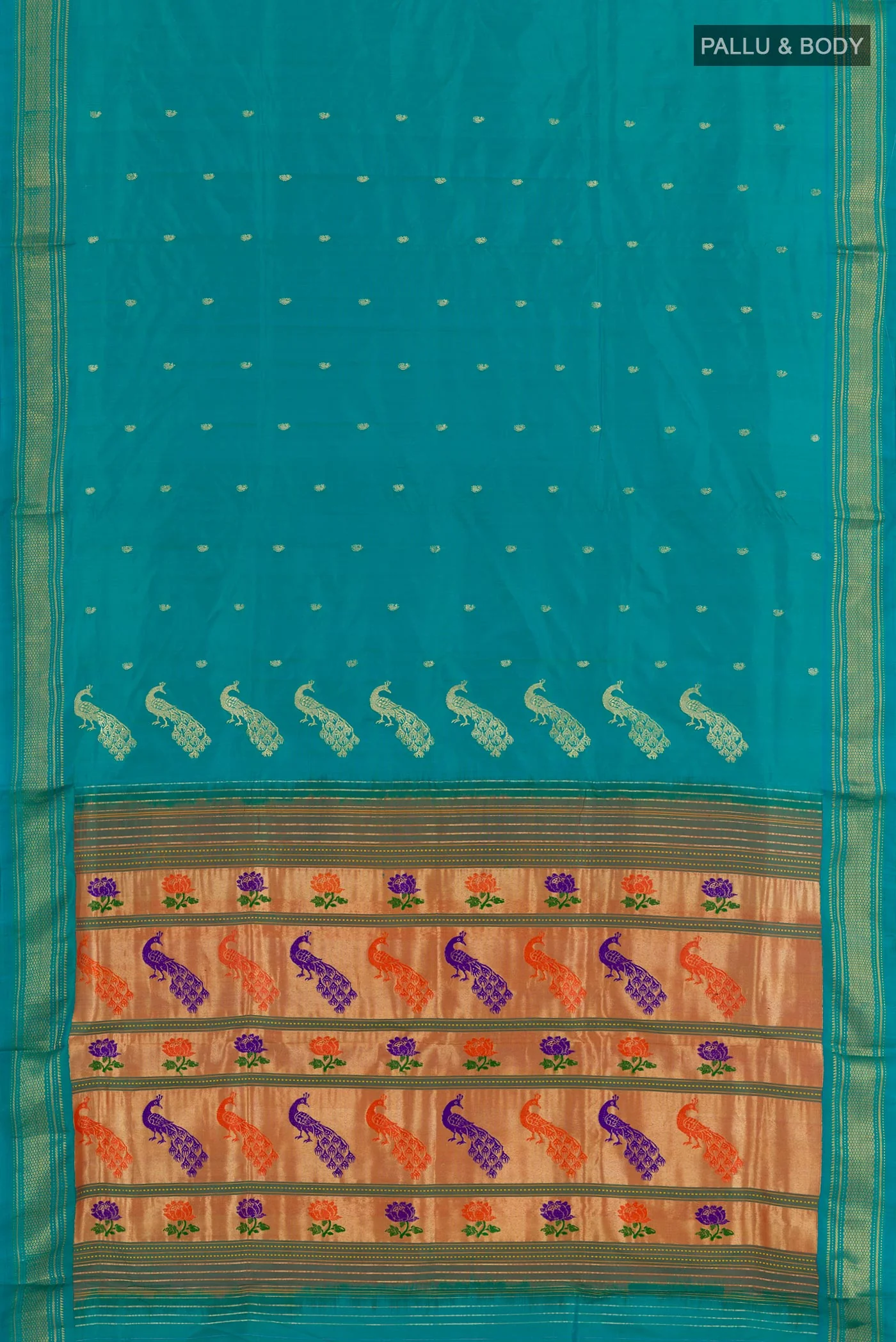 Blue Paithani Silk Saree - Image 3