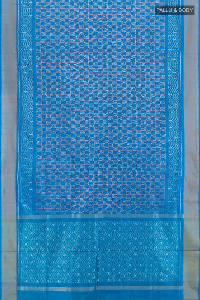 Blue Pochampally Silk Saree - Image 5