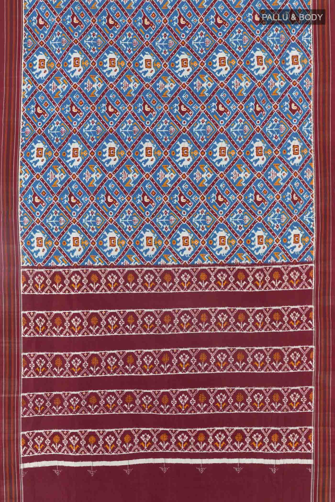Blue Pochampally Silk Saree - Image 6