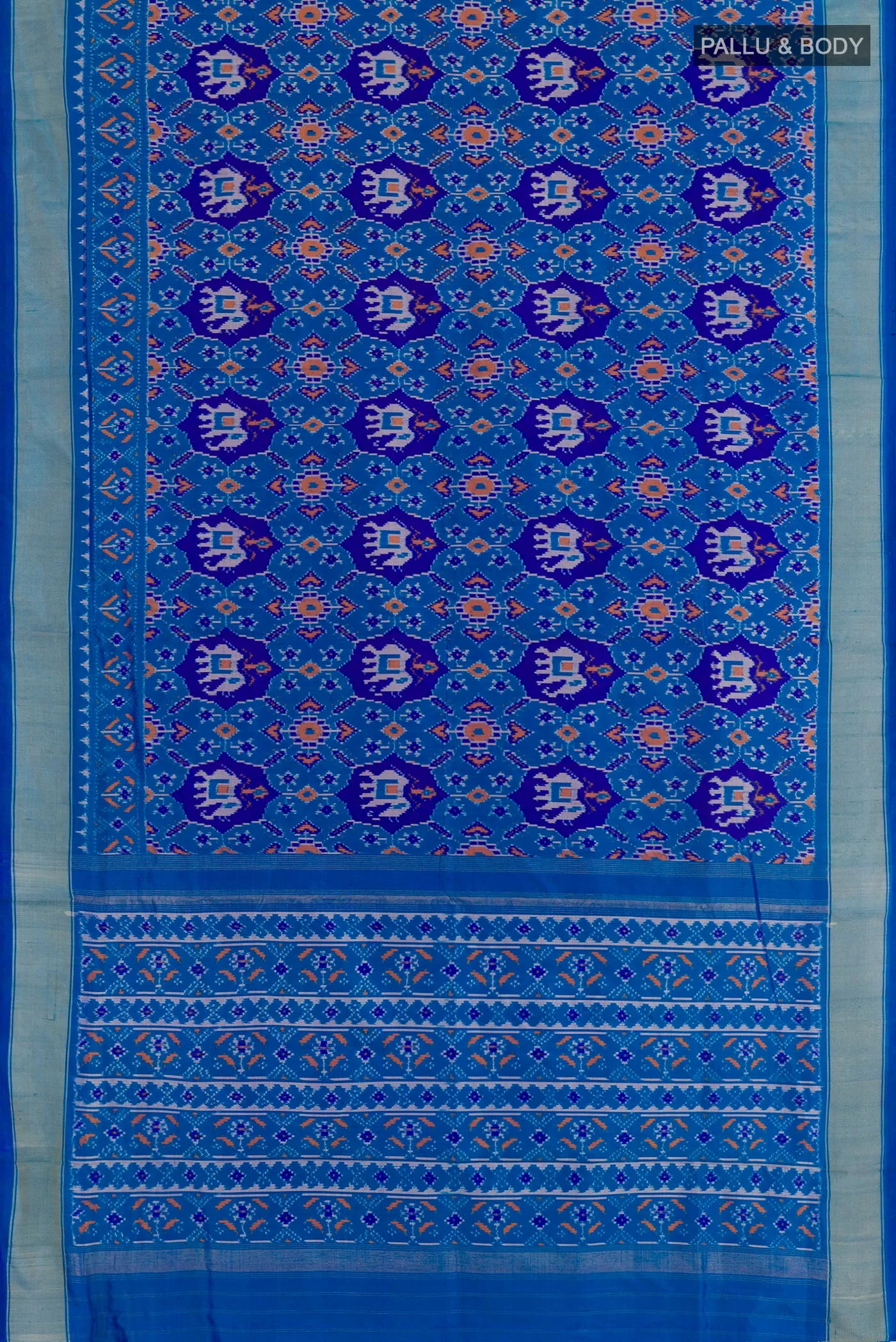 Blue Pochampally Silk Saree - Image 6
