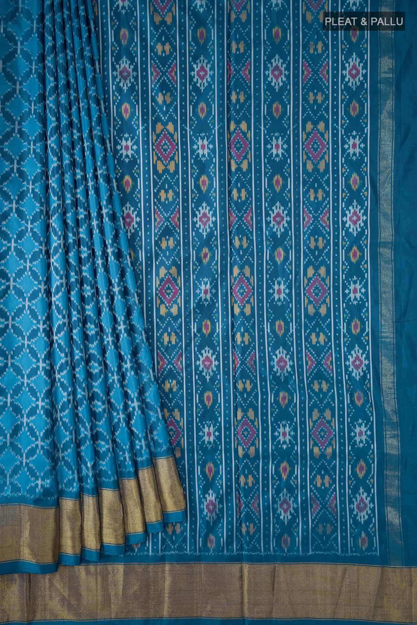 Blue Pochampally Silk Saree - Image 2