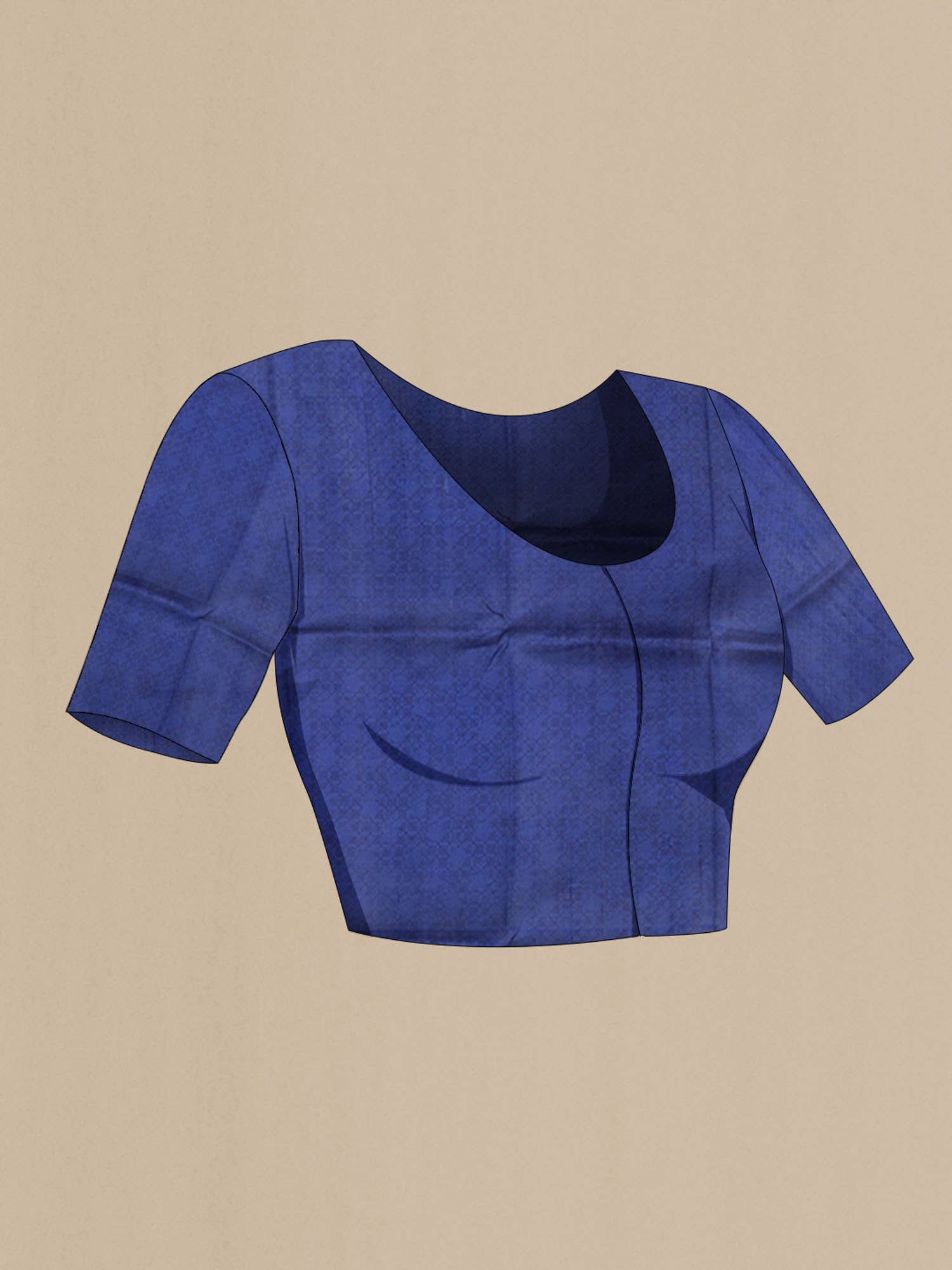 Blue Printed Silk Saree - Image 3