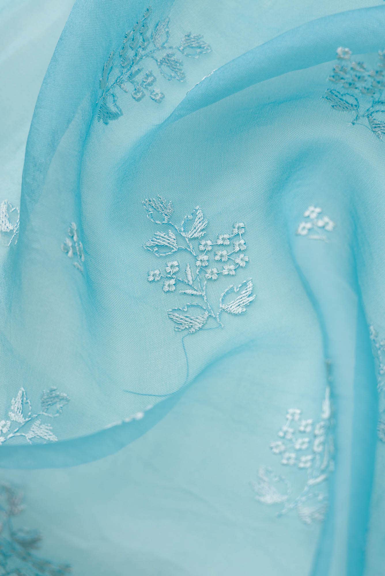 Passion Paradise Blue floral design saree from Embroidered Romance Collection by Nalli - Image 3