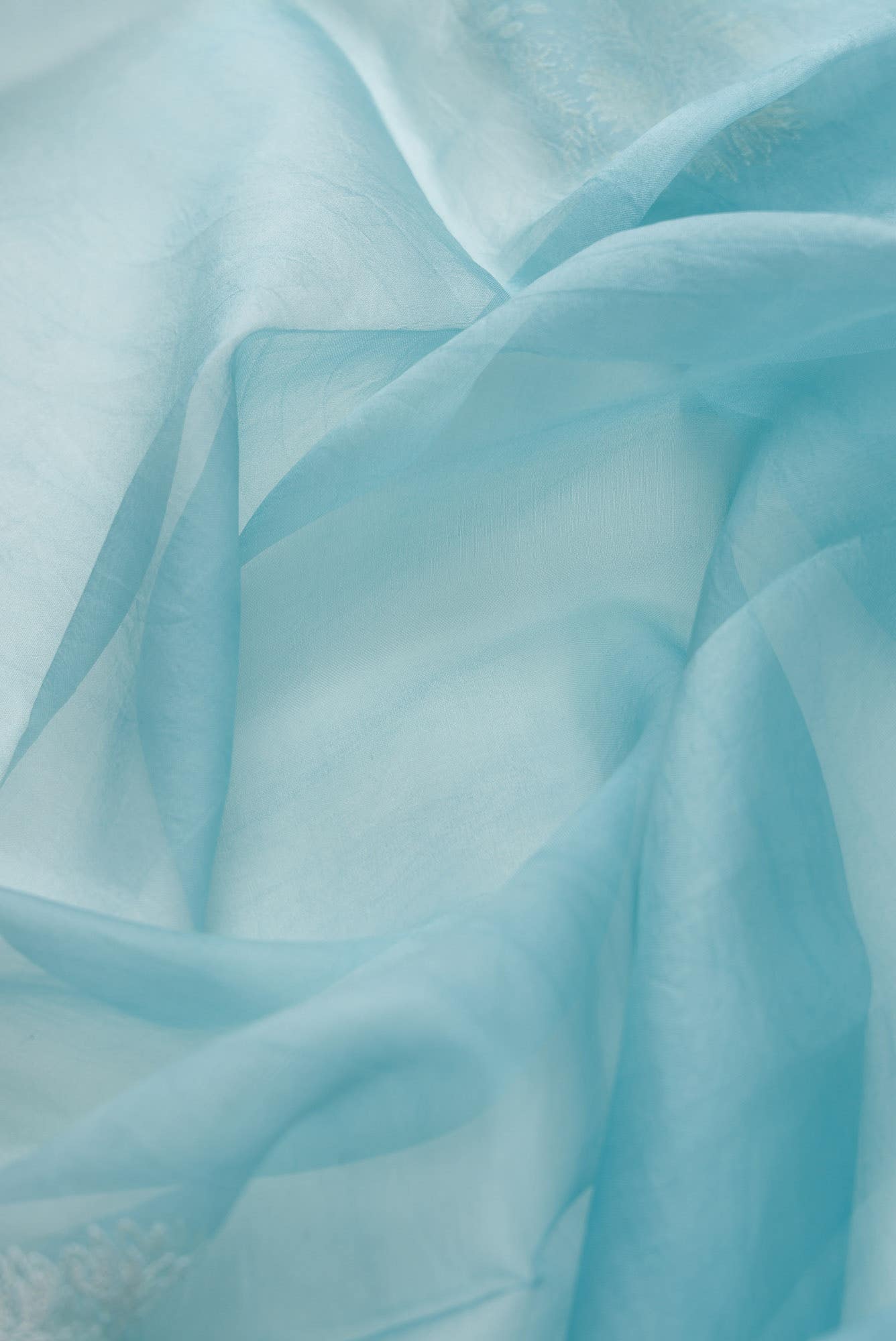 Asteracea Blue floral design saree from Embroidered Romance Collection by Nalli - Image 5
