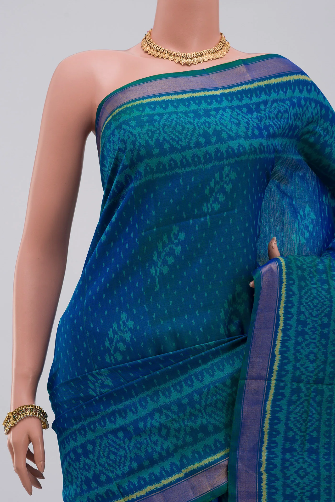 Blue Rajkot Patola Silk Saree - Image 2
