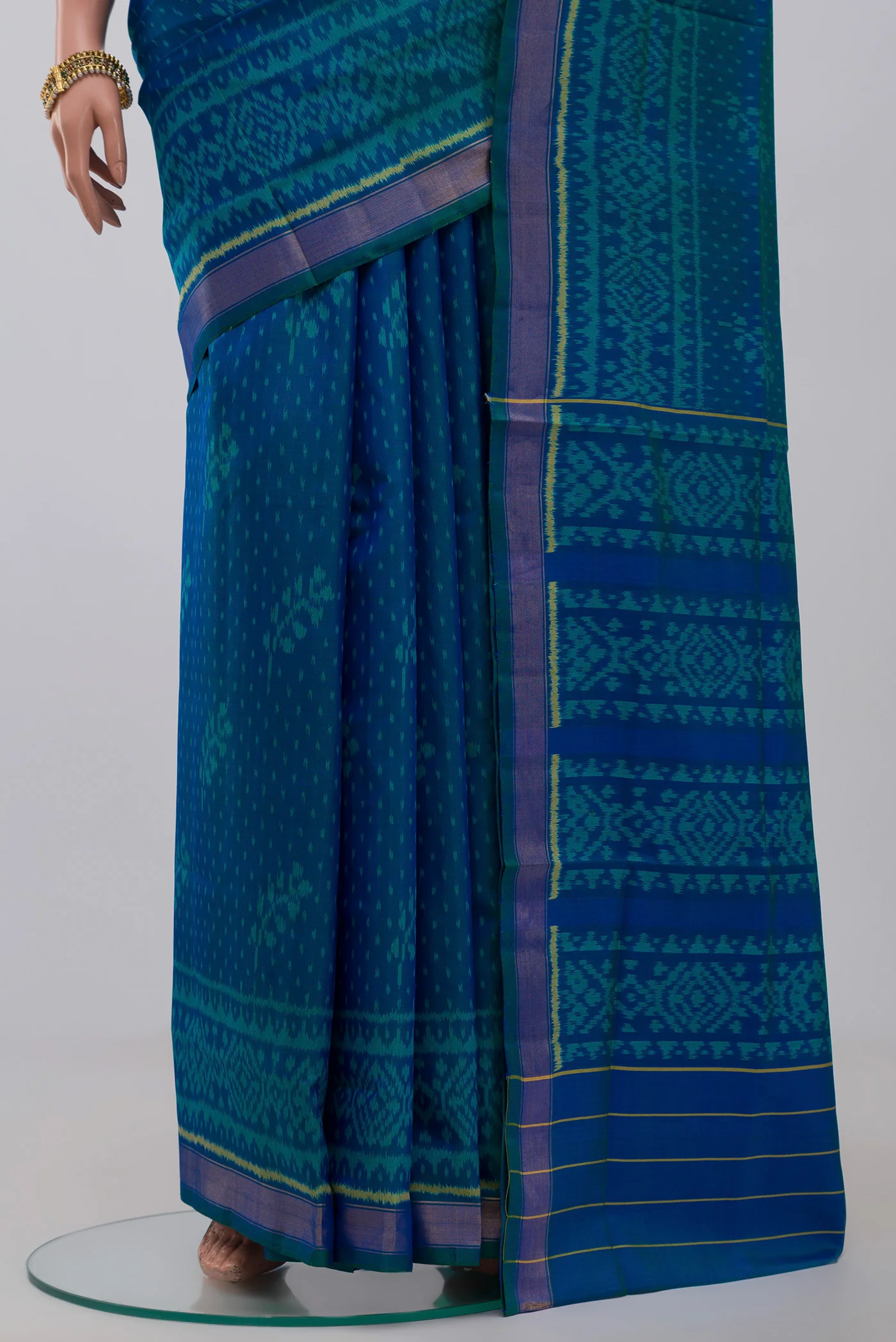 Blue Rajkot Patola Silk Saree - Image 3