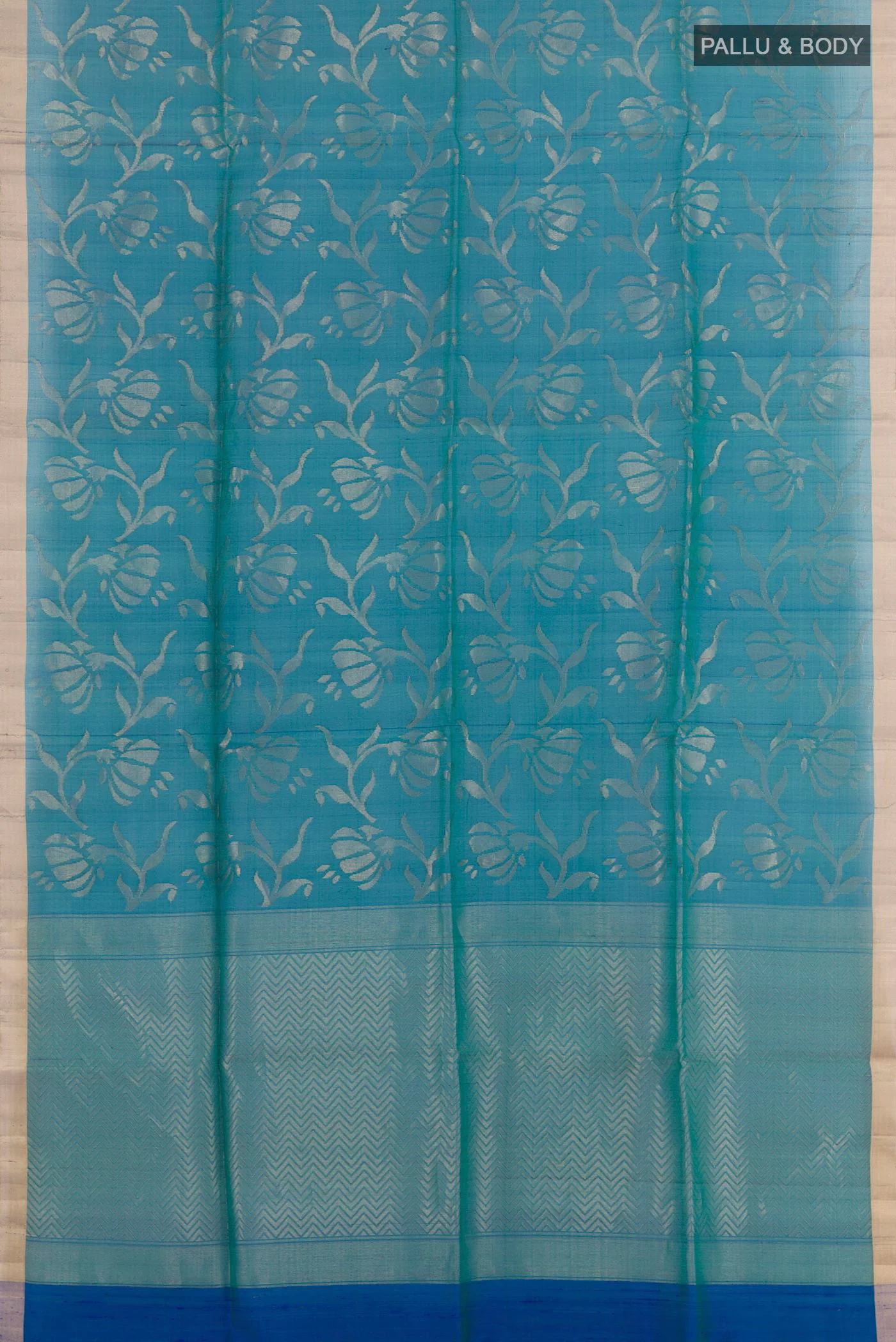 Royal Blue Raw Silk Saree - Image 3