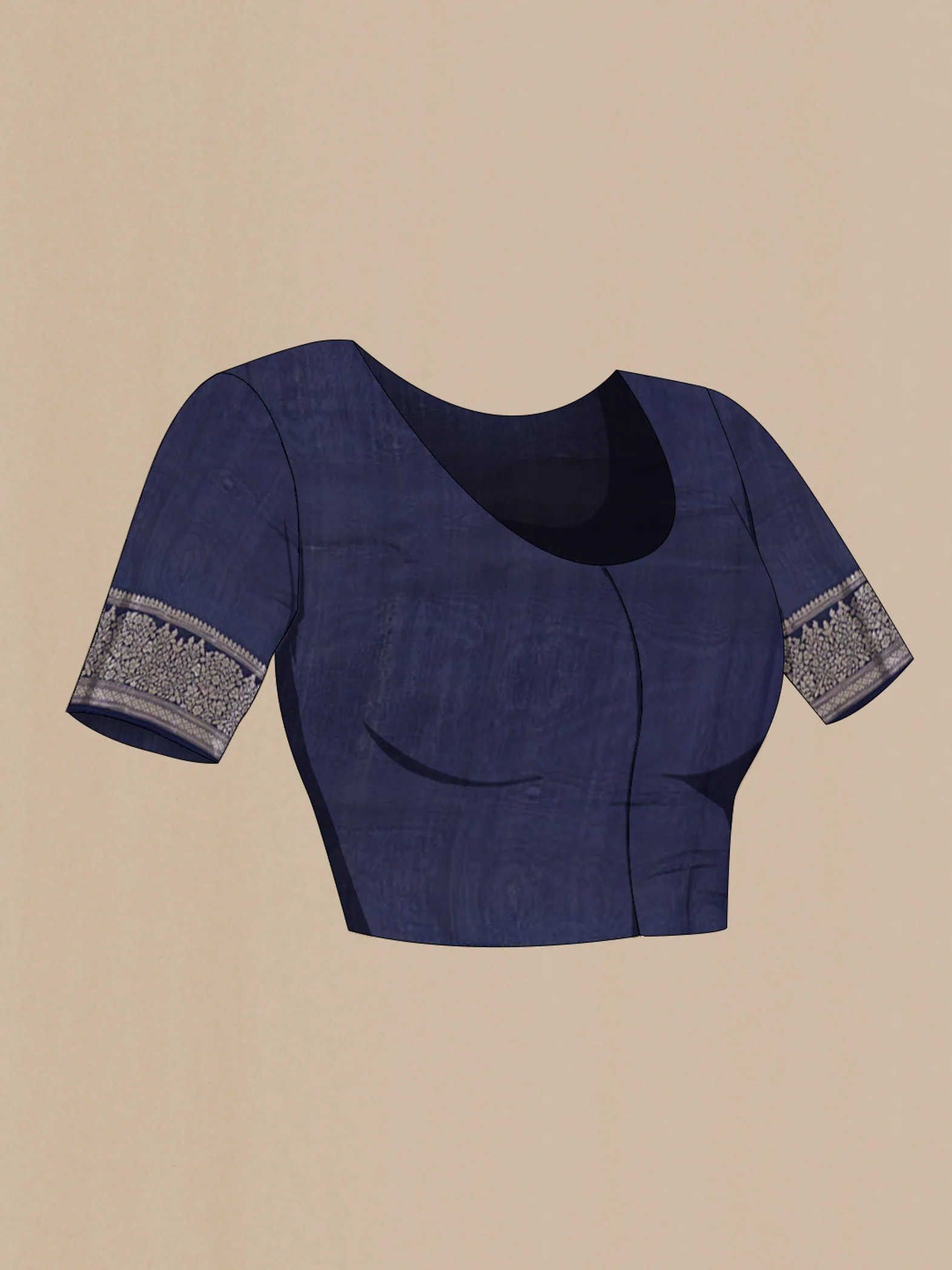 Navy Blue Banarasi Raw Silk Saree - Image 4