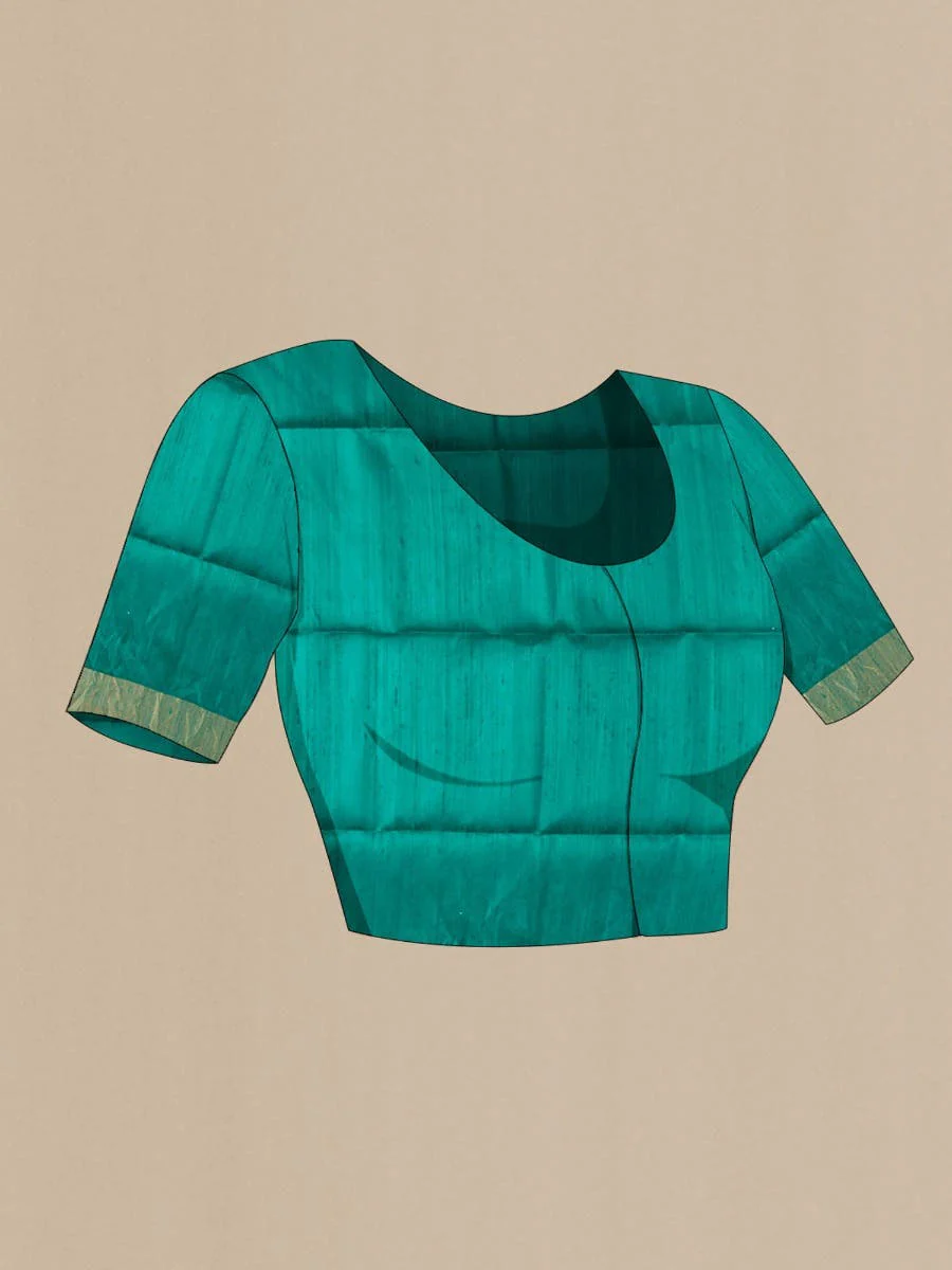 Blue Raw Silk Saree - Image 5