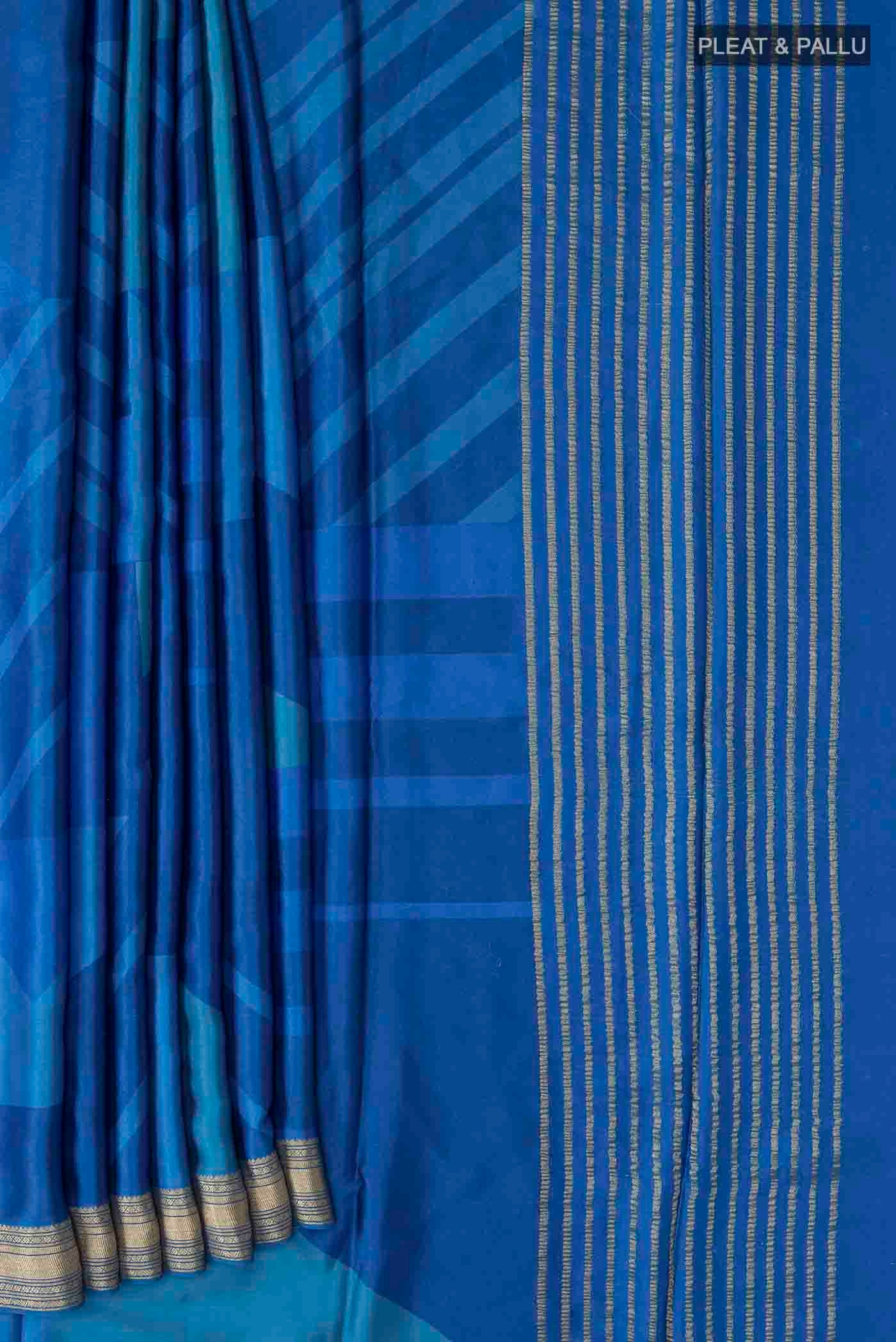 Blue Satin Silk Saree - Image 4
