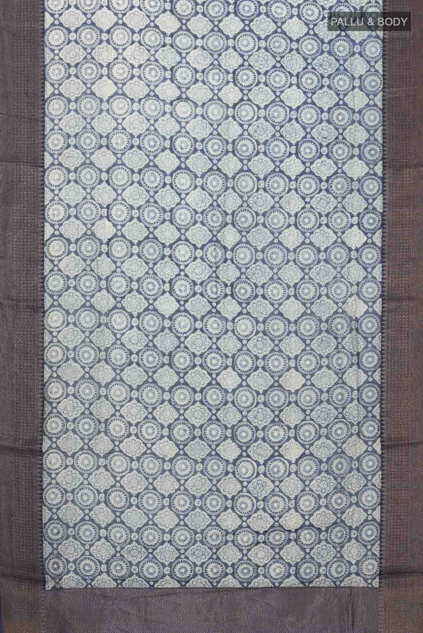 Blue Silk Cotton Saree - Image 3